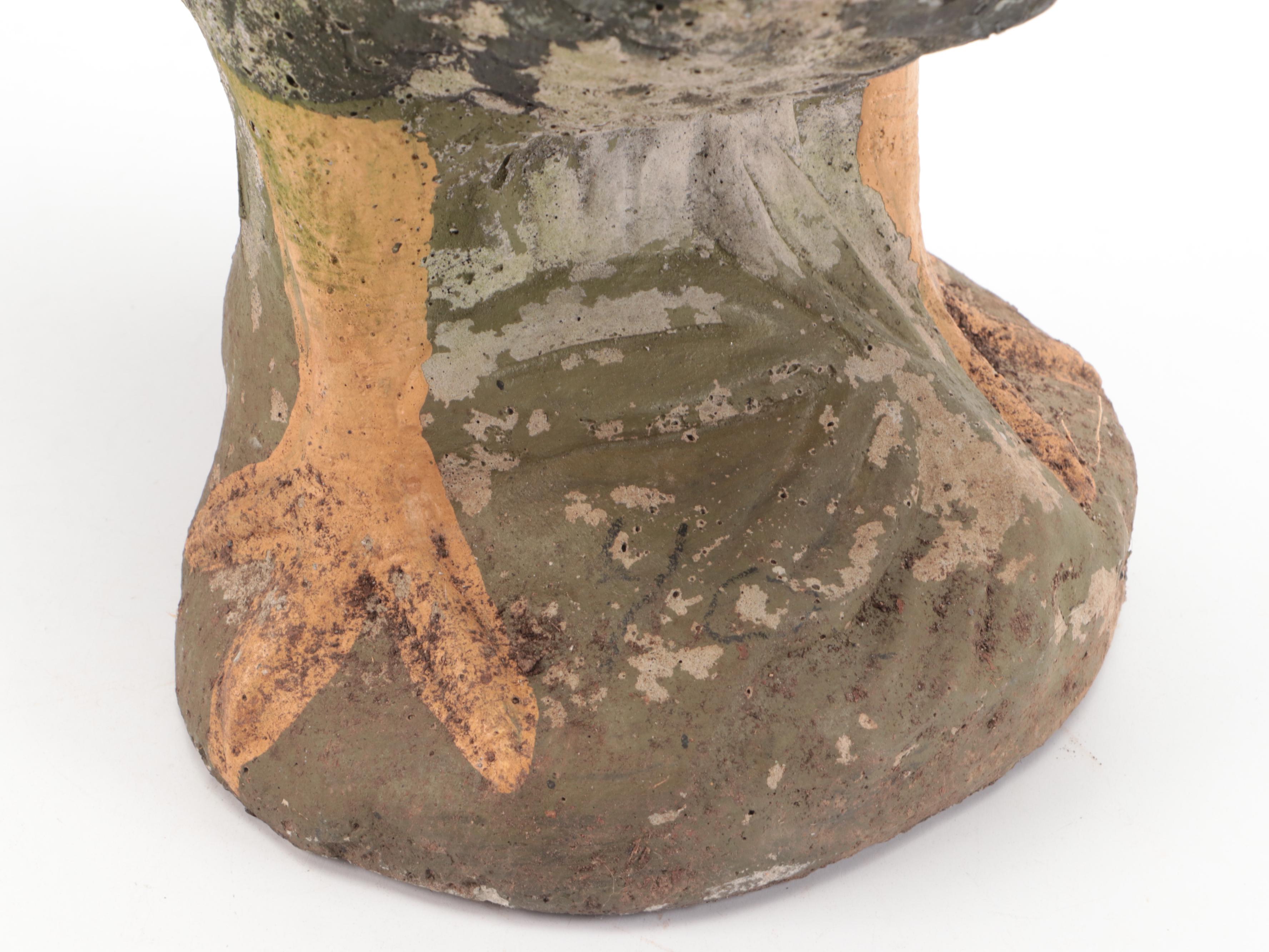 Cast and Painted Concrete Chicken with Chicks