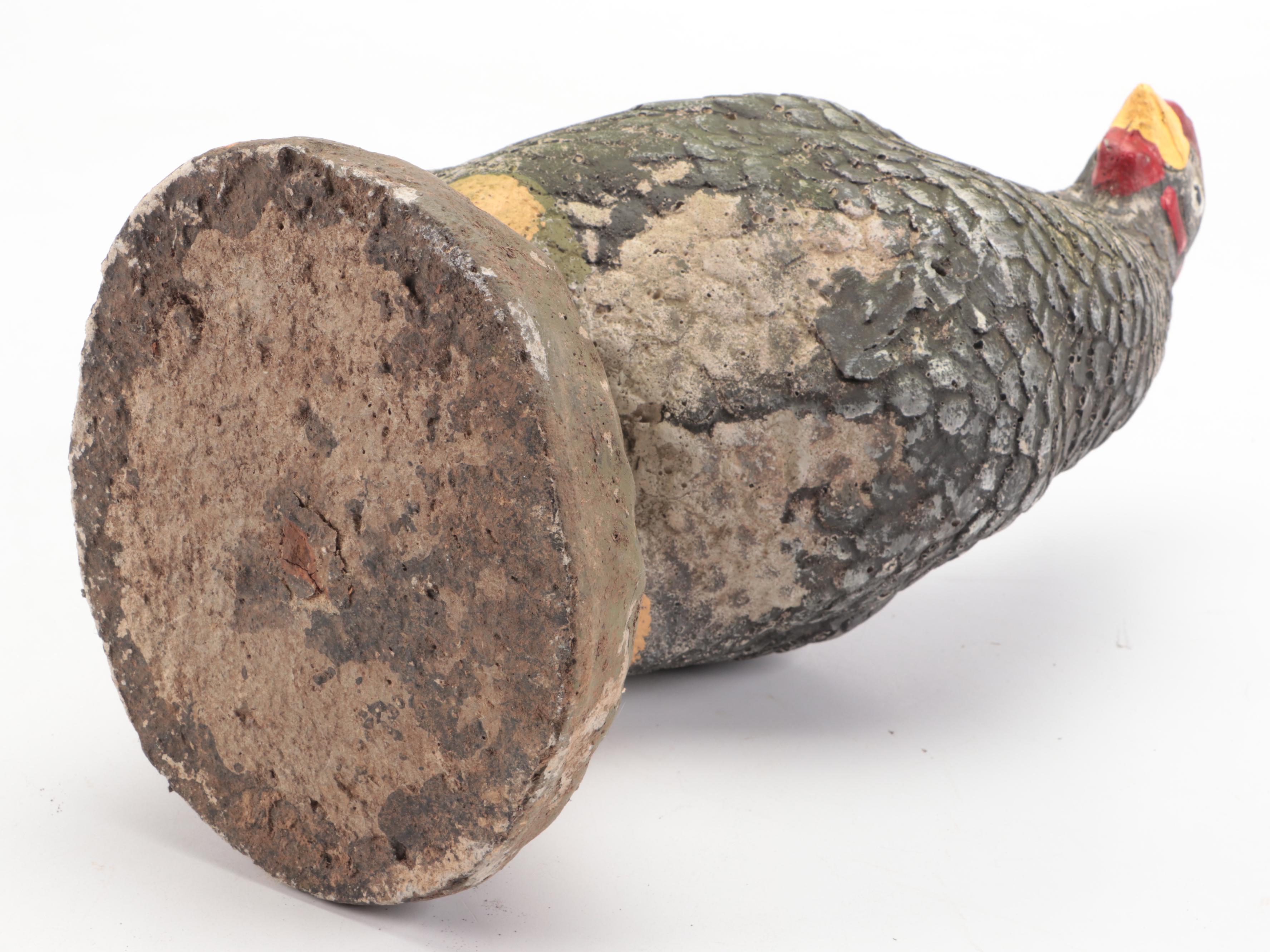 Cast and Painted Concrete Chicken with Chicks