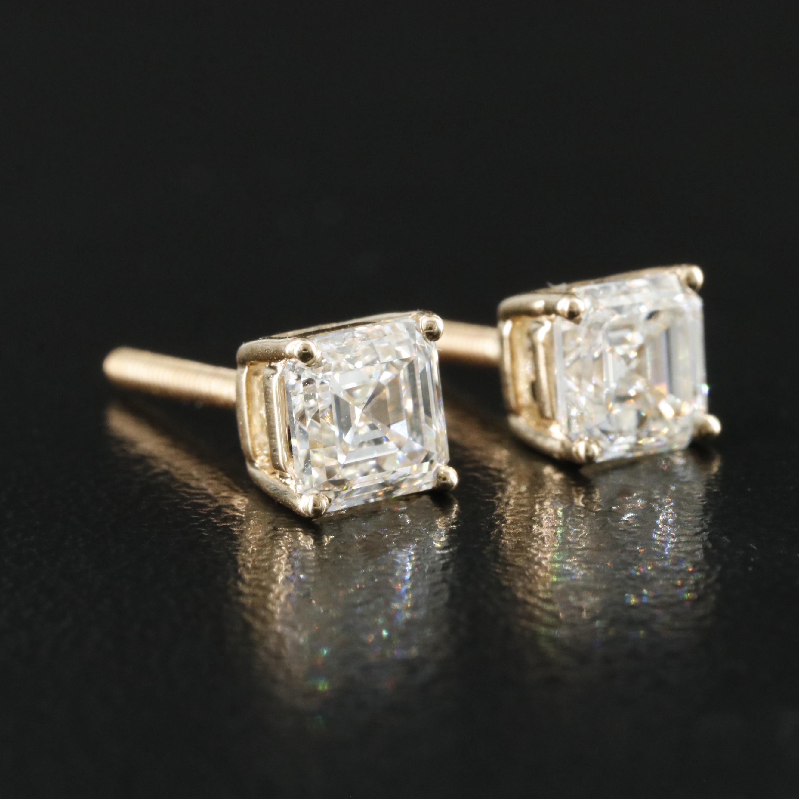 18K 1.80 CTW Diamond Stud Earrings with GIA Reports