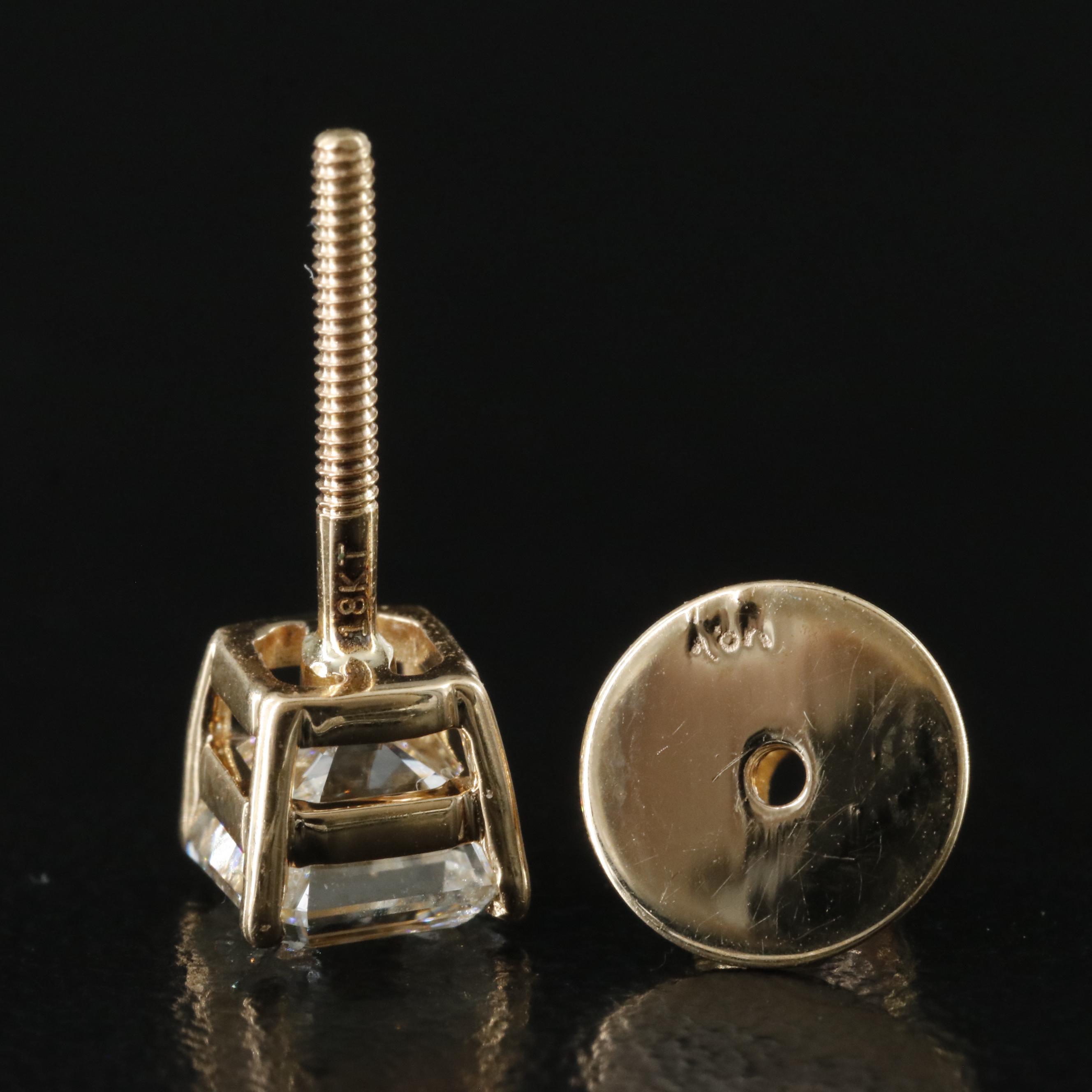 18K 1.80 CTW Diamond Stud Earrings with GIA Reports