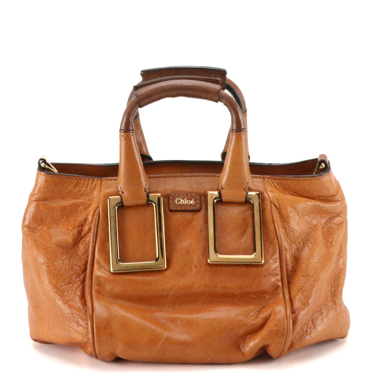 Chloé Mini Ethel Two-Way Bag in Caramel Brown Distressed Leather