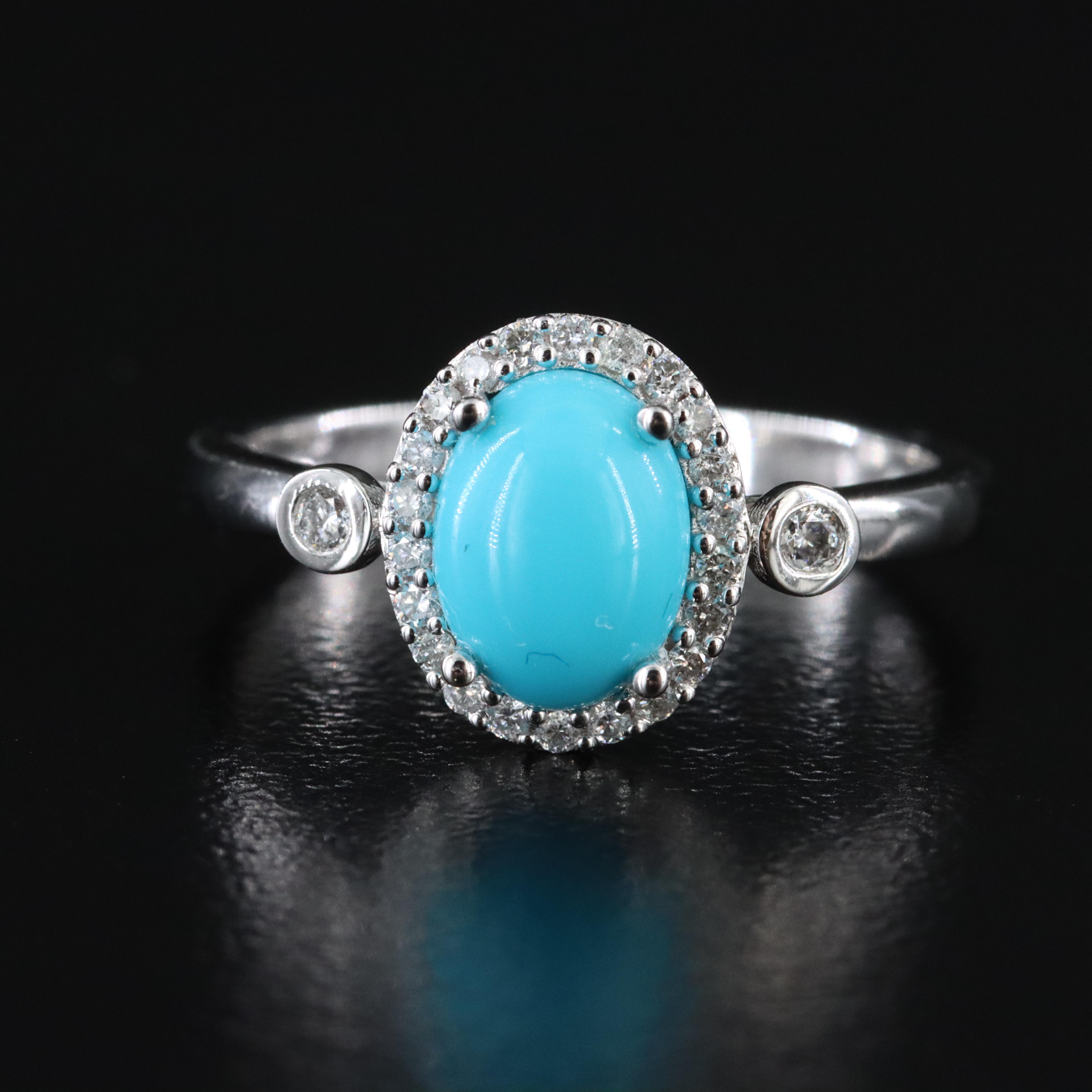 14K Turquoise and Diamond Ring