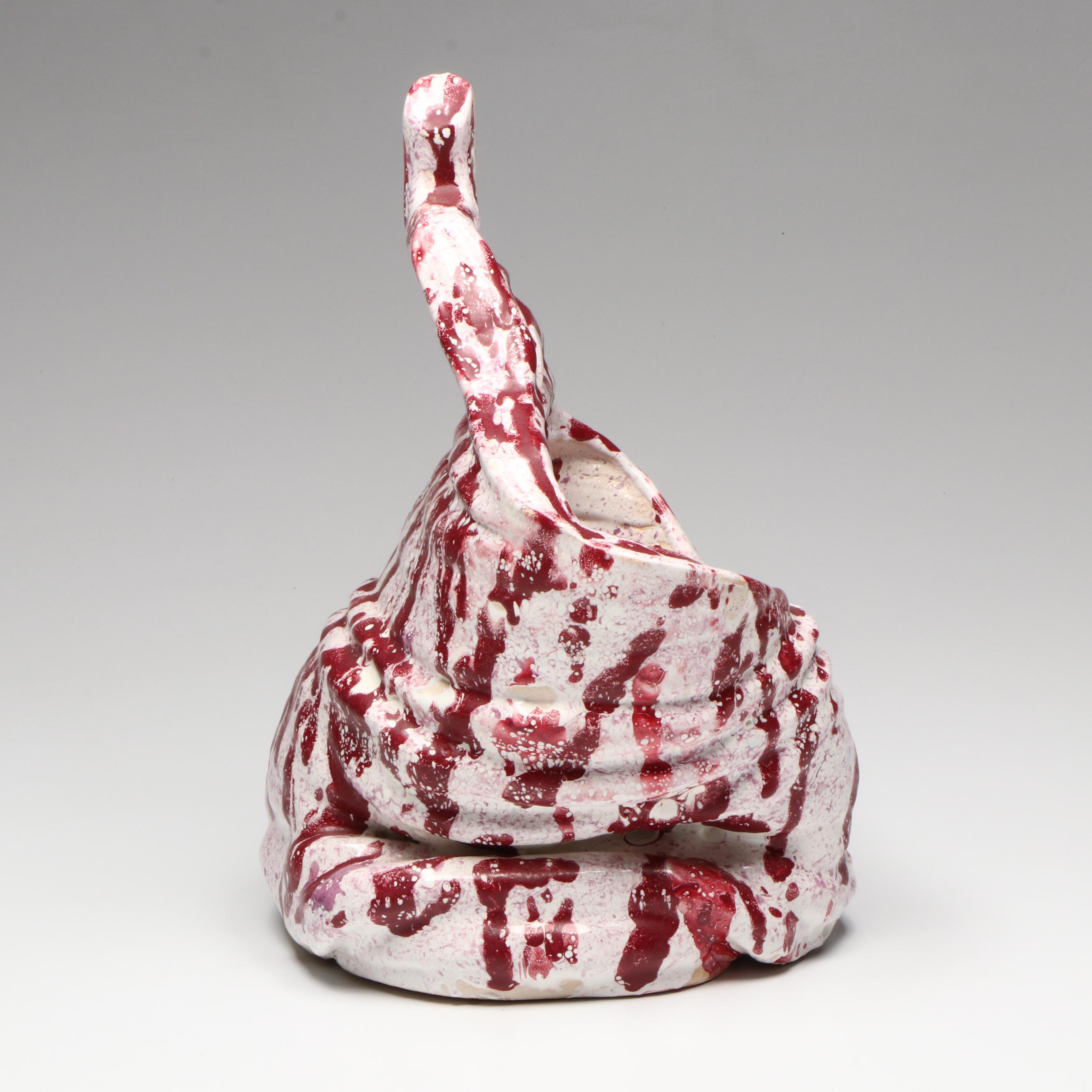 Hand-Crafted Ceramic Vessel With Burgundy Splatter Glaze