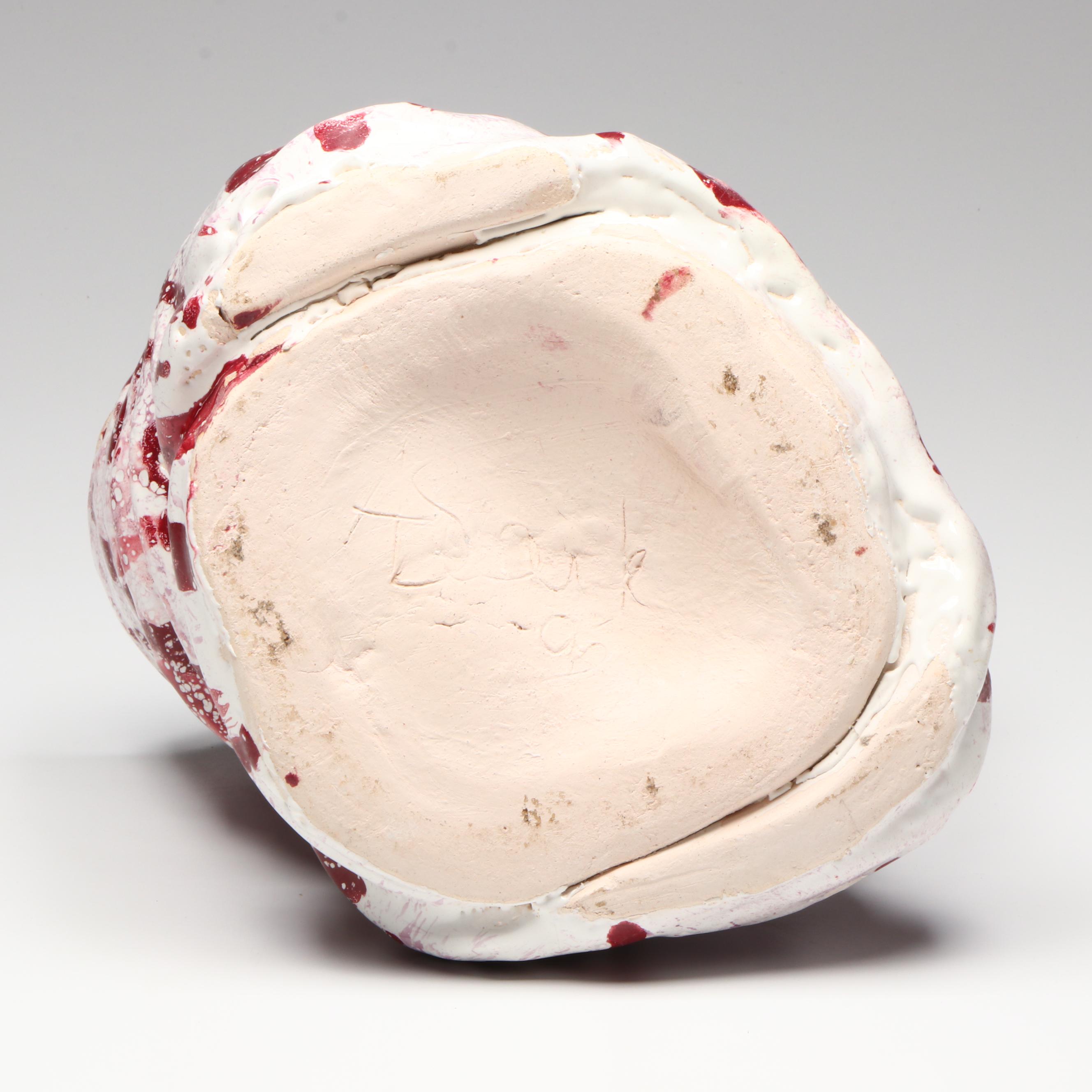 Hand-Crafted Ceramic Vessel With Burgundy Splatter Glaze