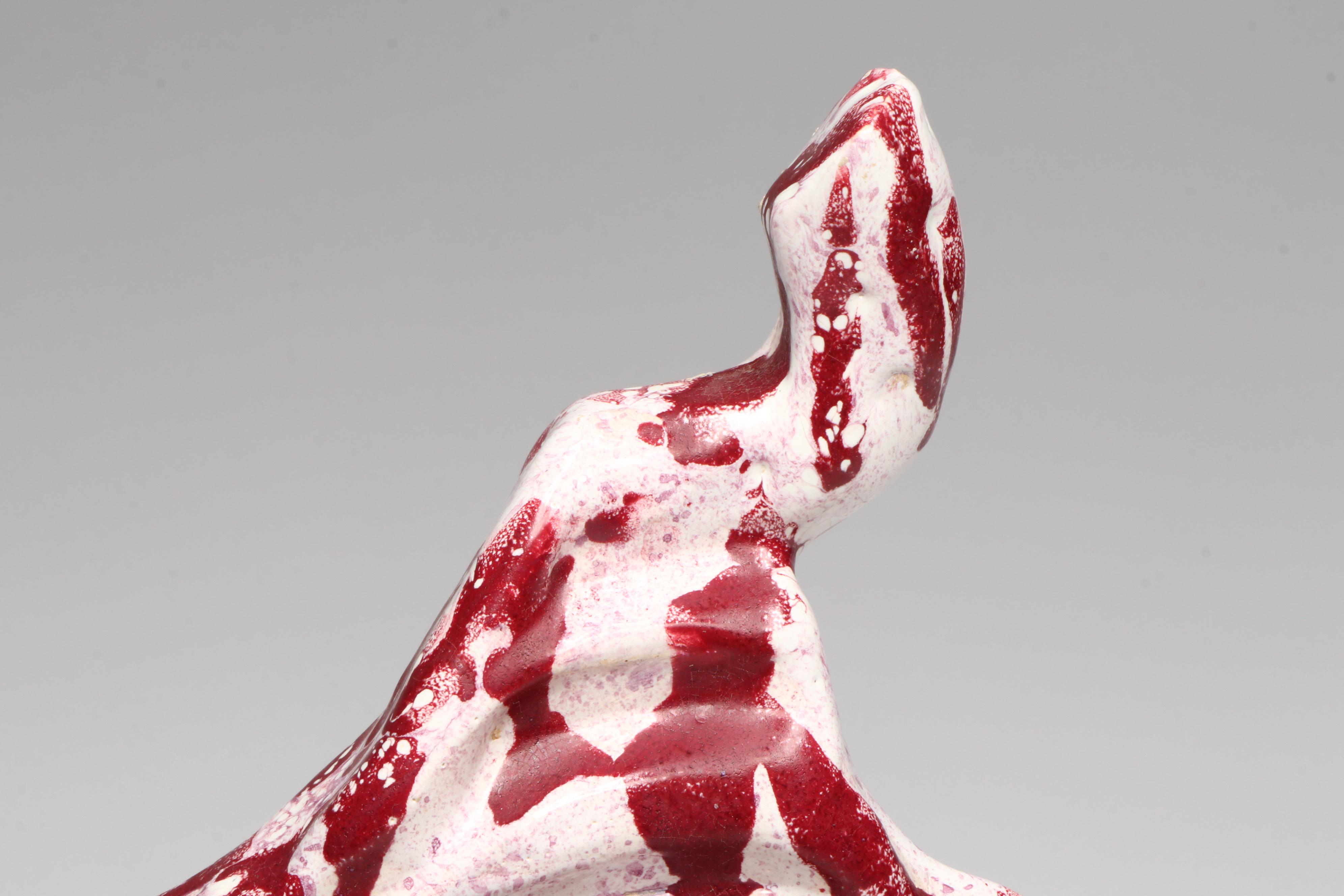 Hand-Crafted Ceramic Vessel With Burgundy Splatter Glaze