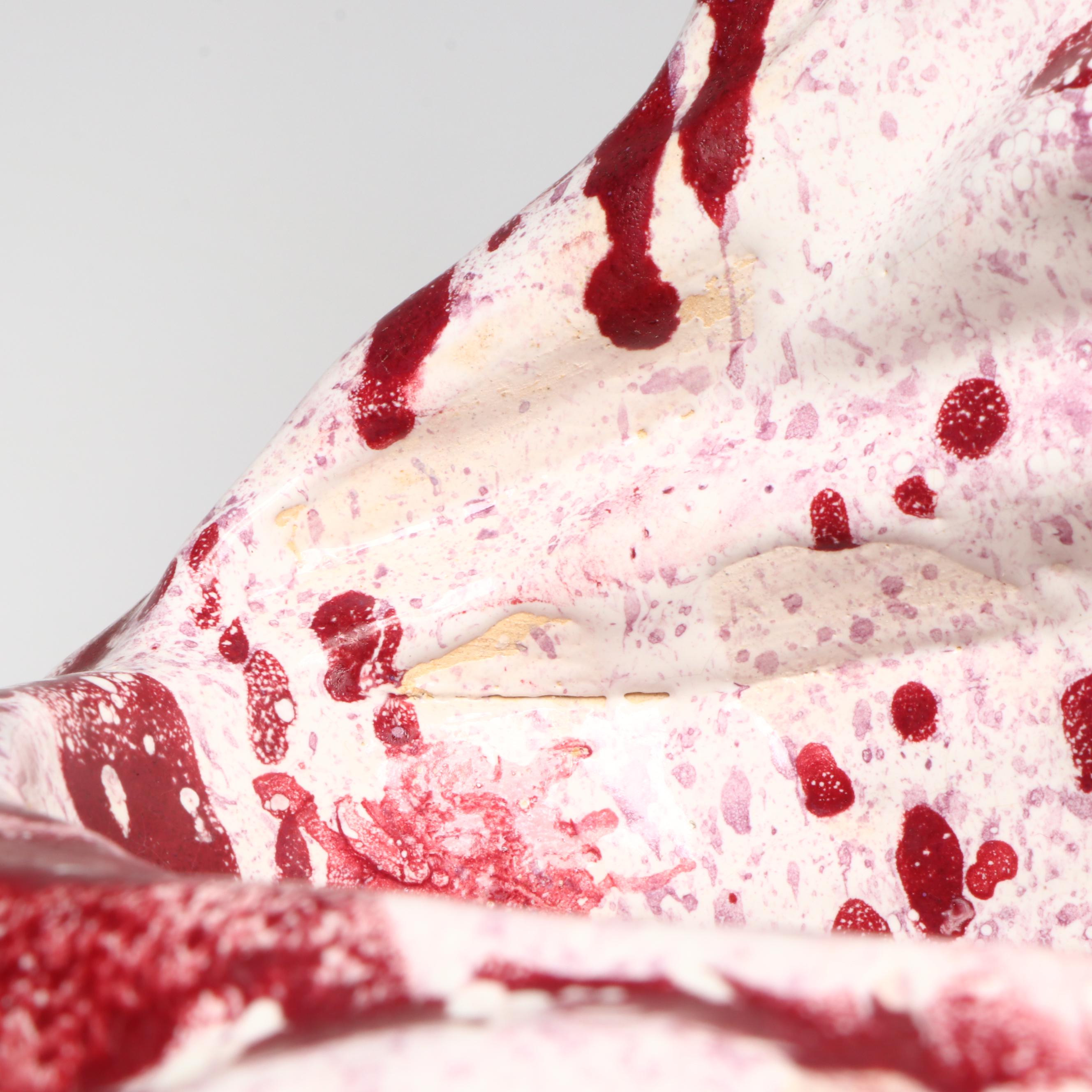 Hand-Crafted Ceramic Vessel With Burgundy Splatter Glaze