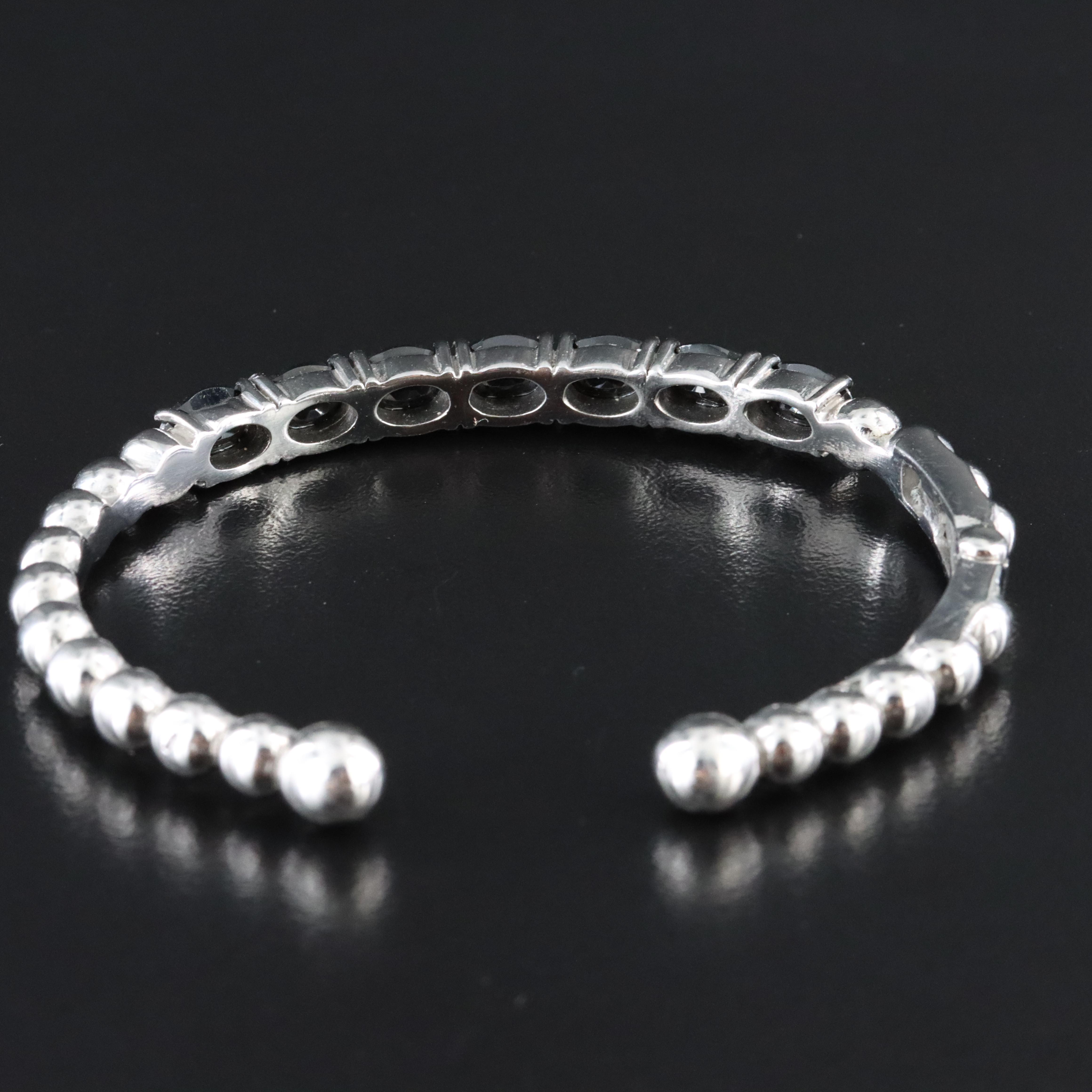 Stainless Steel Black Spinel Hinged Cuff