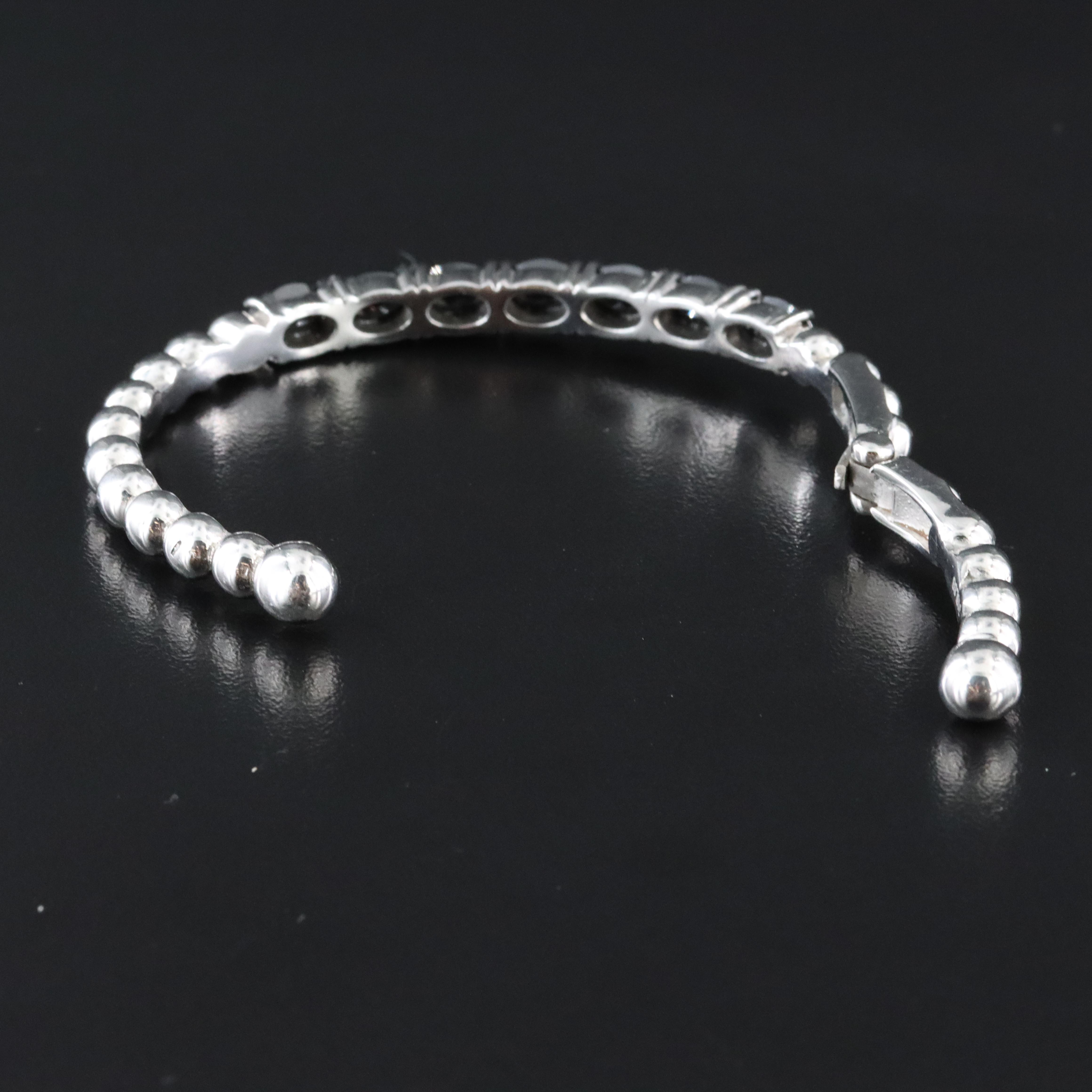 Stainless Steel Black Spinel Hinged Cuff