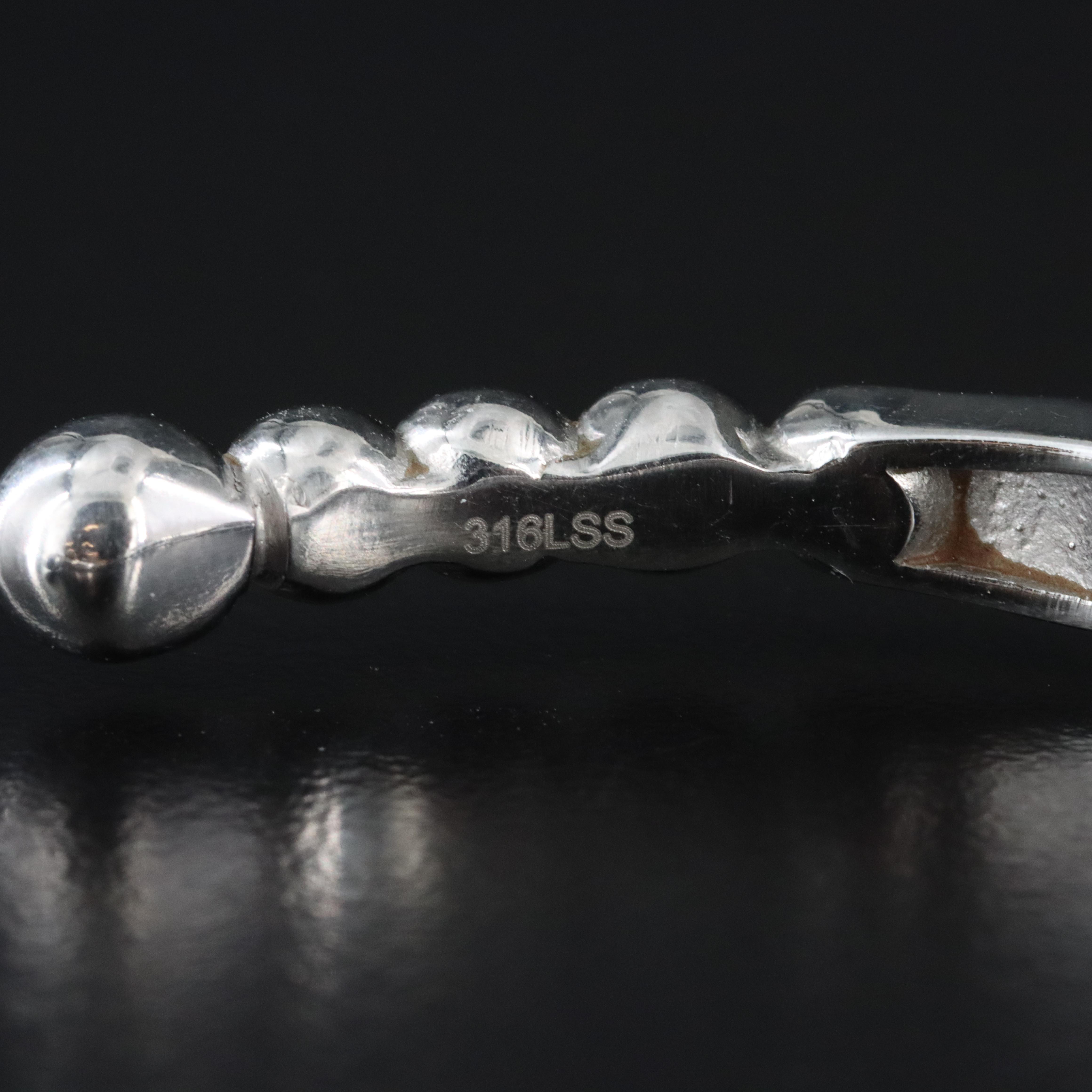 Stainless Steel Black Spinel Hinged Cuff