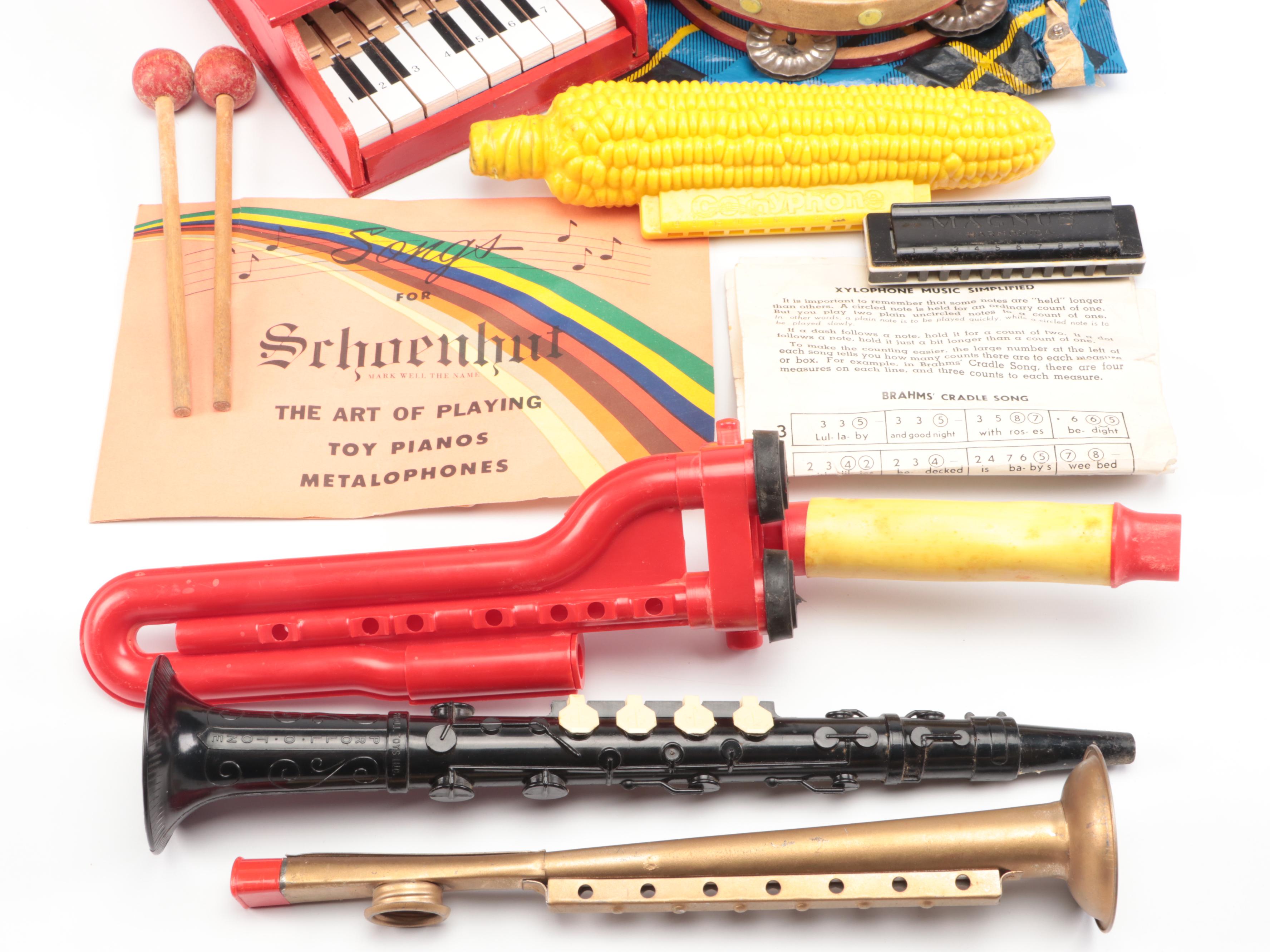 Emenee Toy Accordion with Drum, Xylophone, and More Vintage Toy Instruments