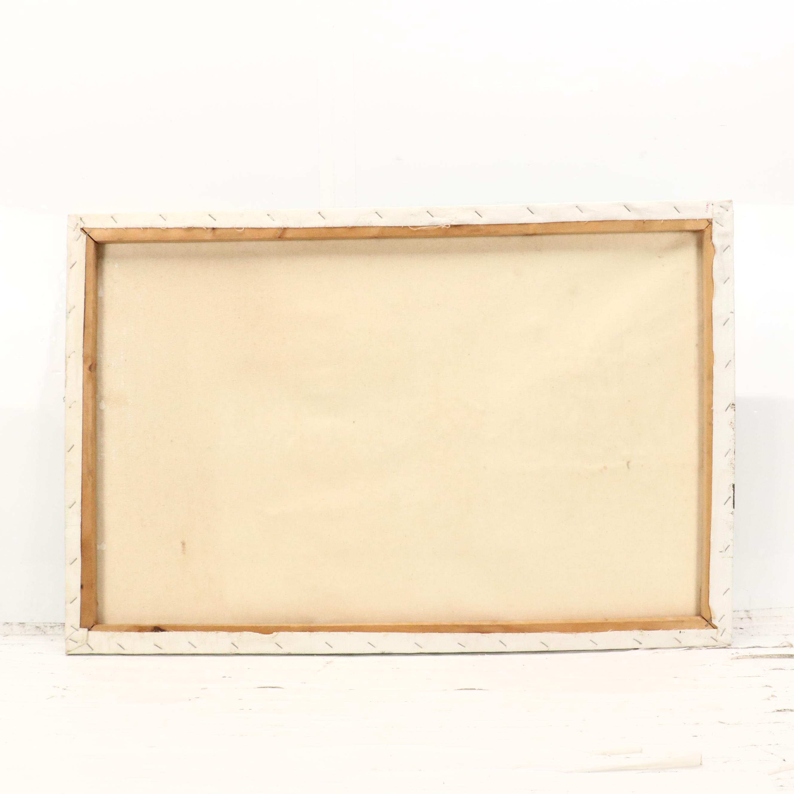 Impressionistic Oil Painting of Fishing Boats, Mid- to Late 20th Century