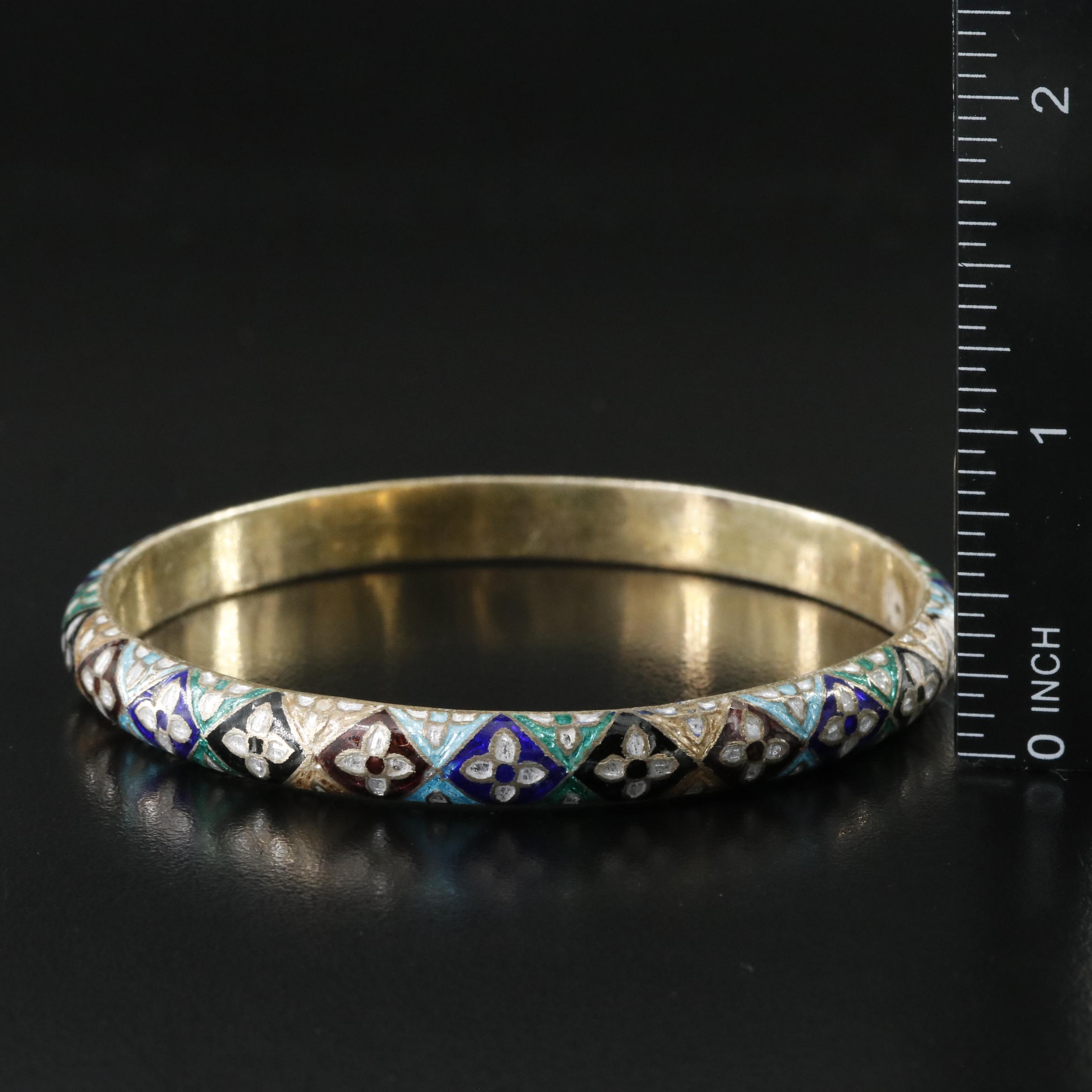 Vintage 900 Silver Enamel Bangles