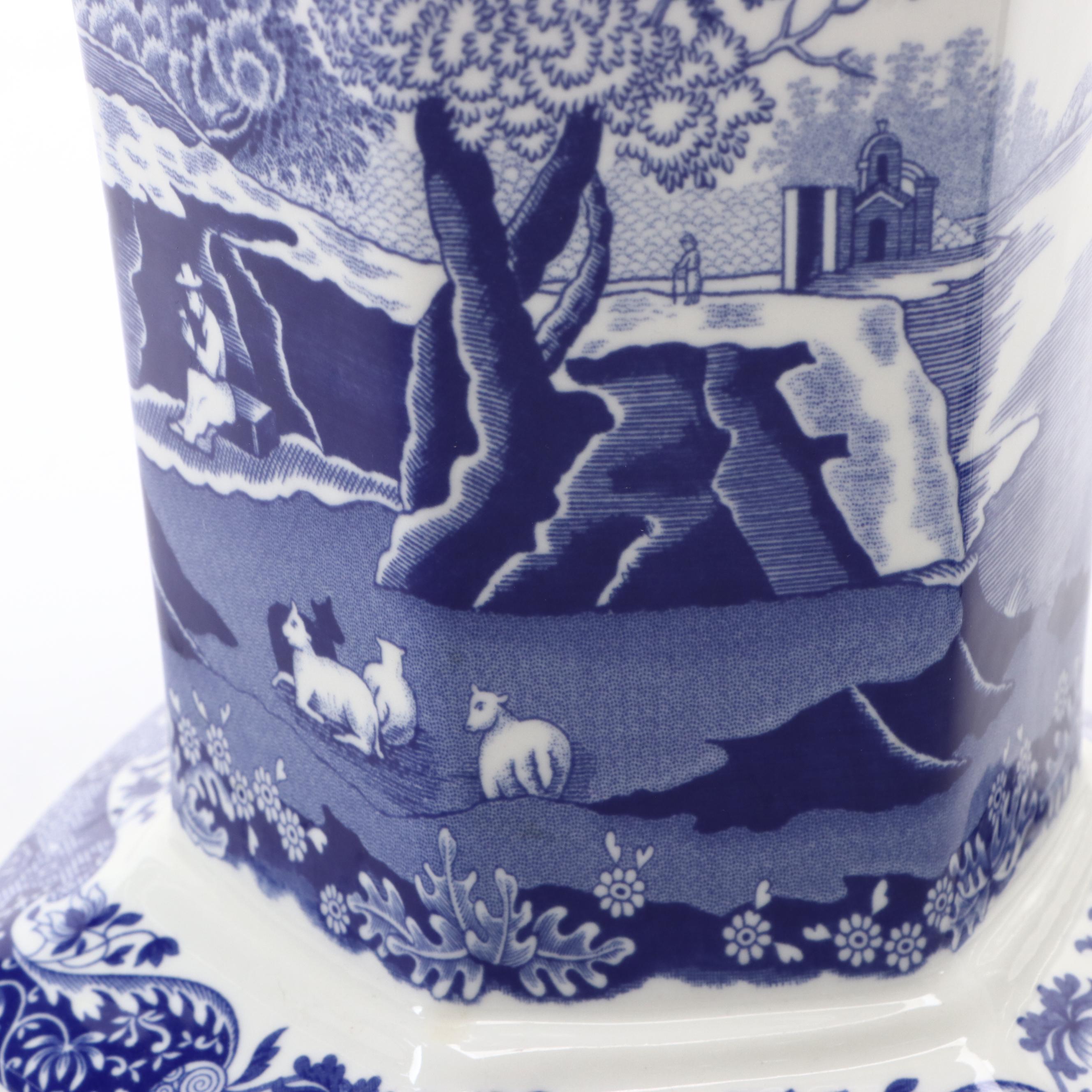 Spode "Italian" Ceramic Vase with Other Blue and White Floral Vases