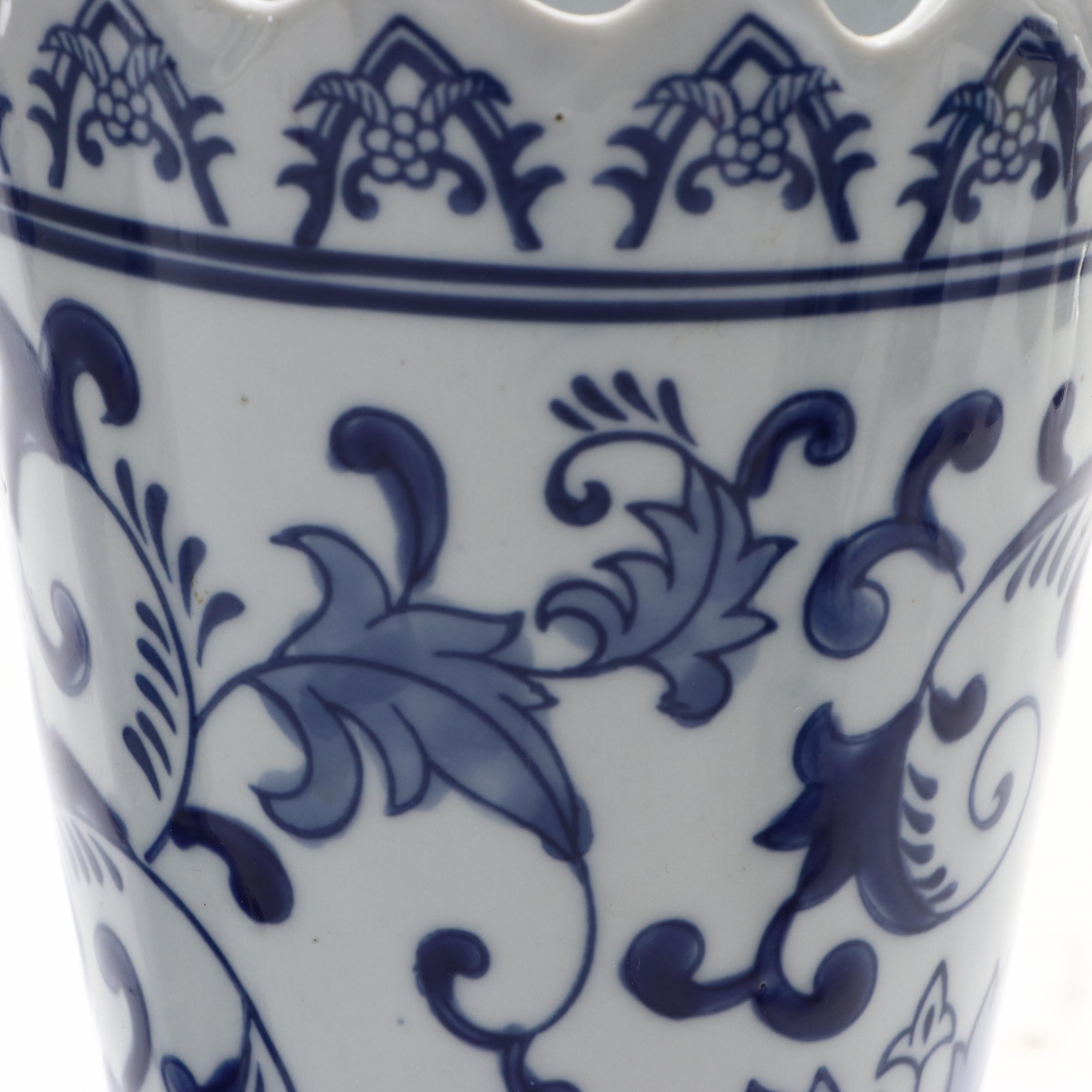 Spode "Italian" Ceramic Vase with Other Blue and White Floral Vases
