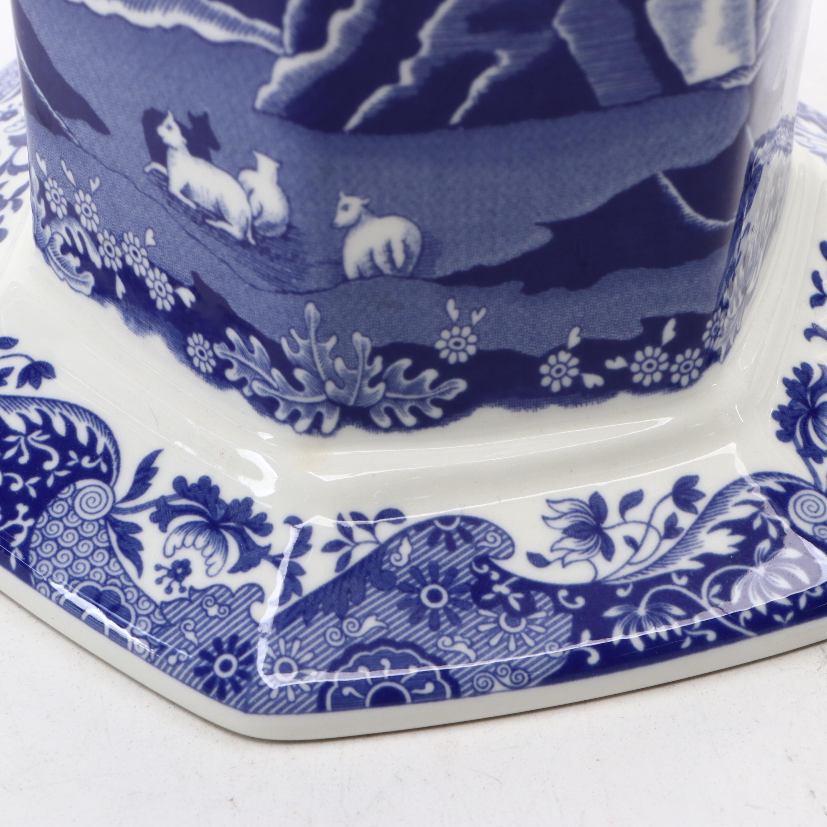 Spode "Italian" Ceramic Vase with Other Blue and White Floral Vases