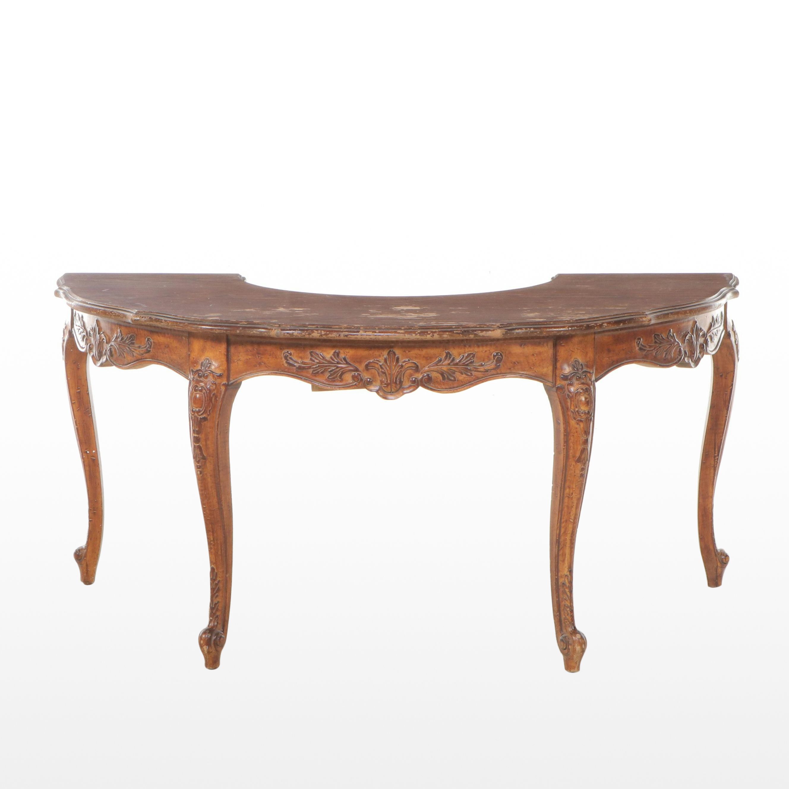 Louis XVI Style Oak Demilune Table