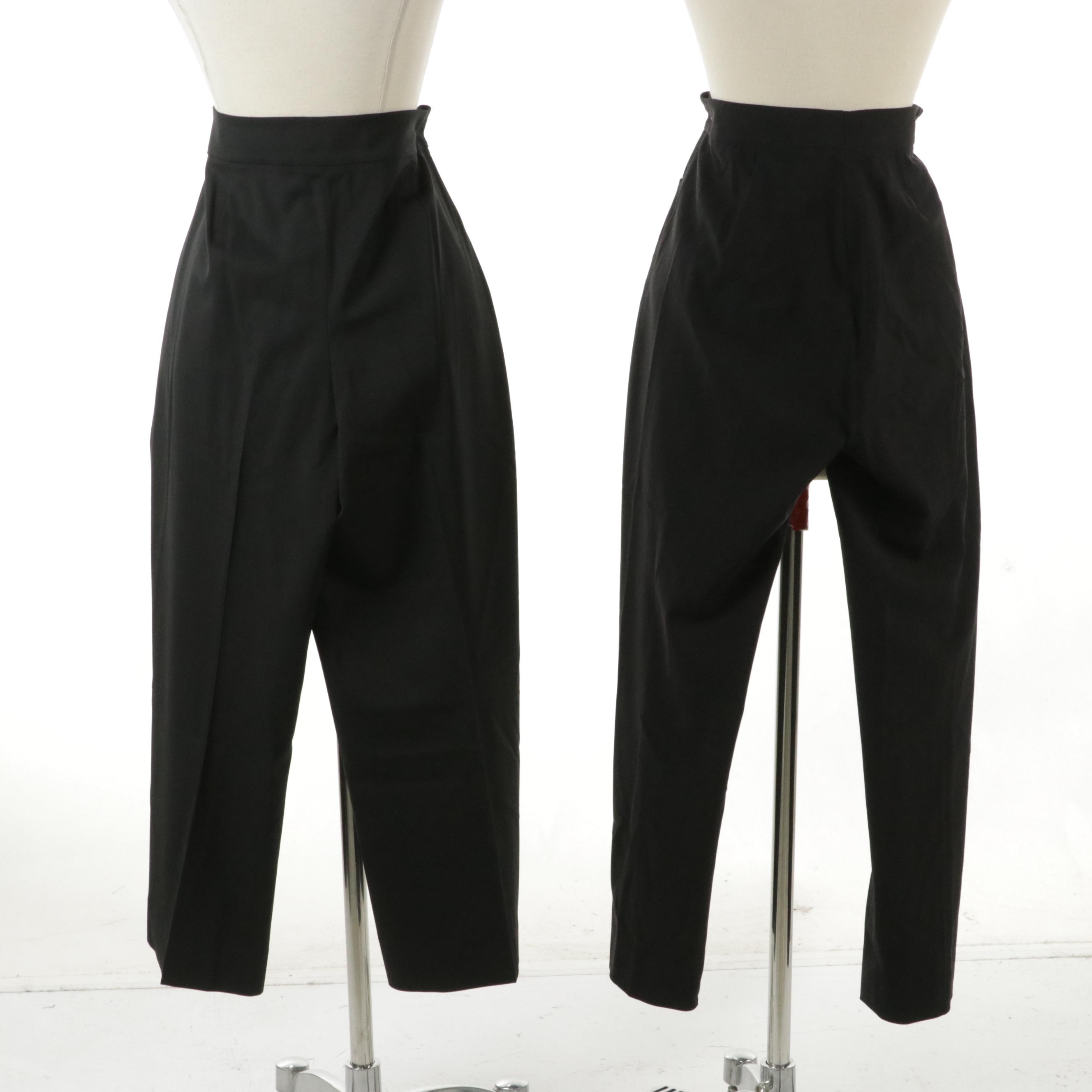 Lafayette 148 Black Virgin Wool Straight-Leg and Cropped Wide-Leg Trousers