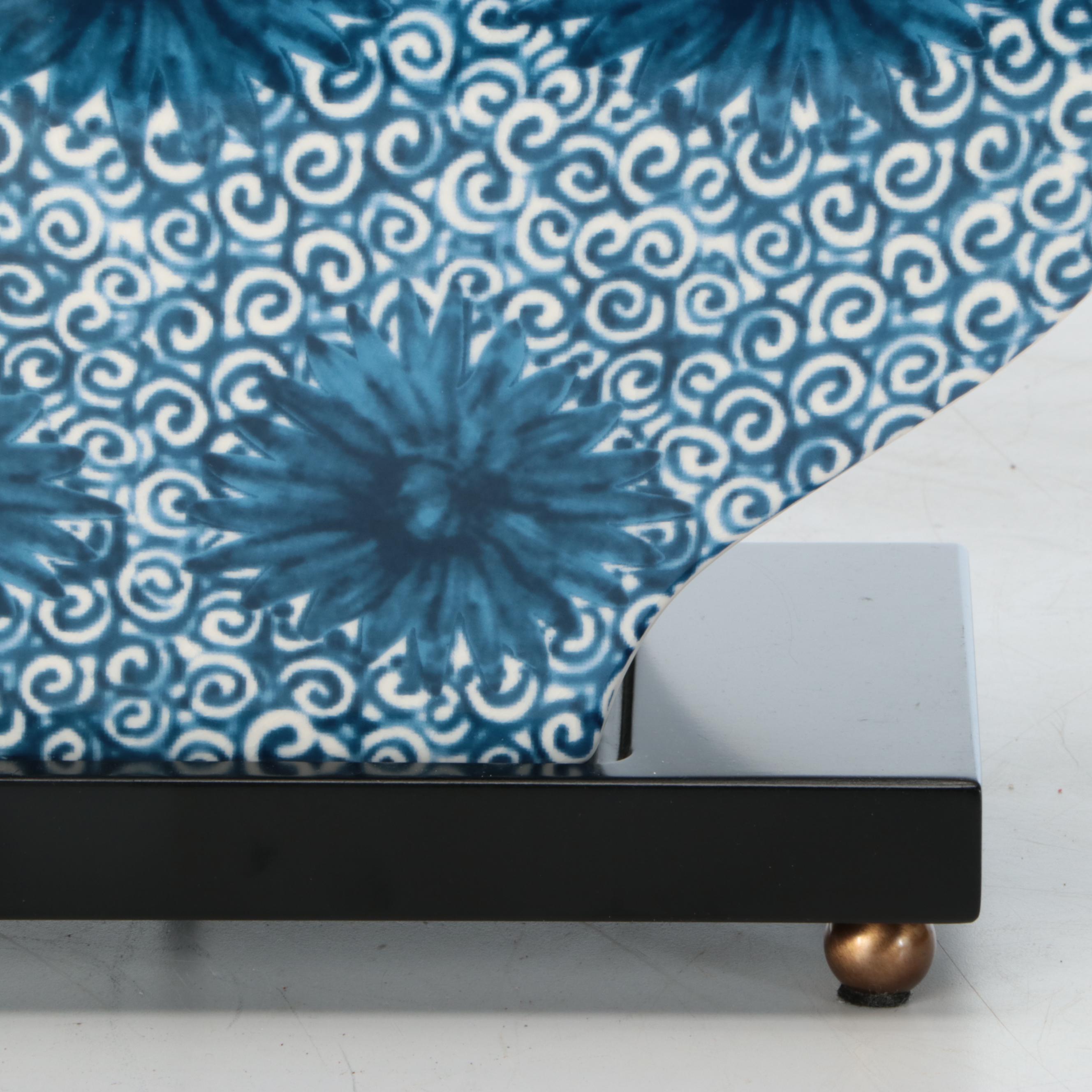 Williamsburg "Hannah" Blue and White Ceramic Table Lamp Pair with Drum Shades