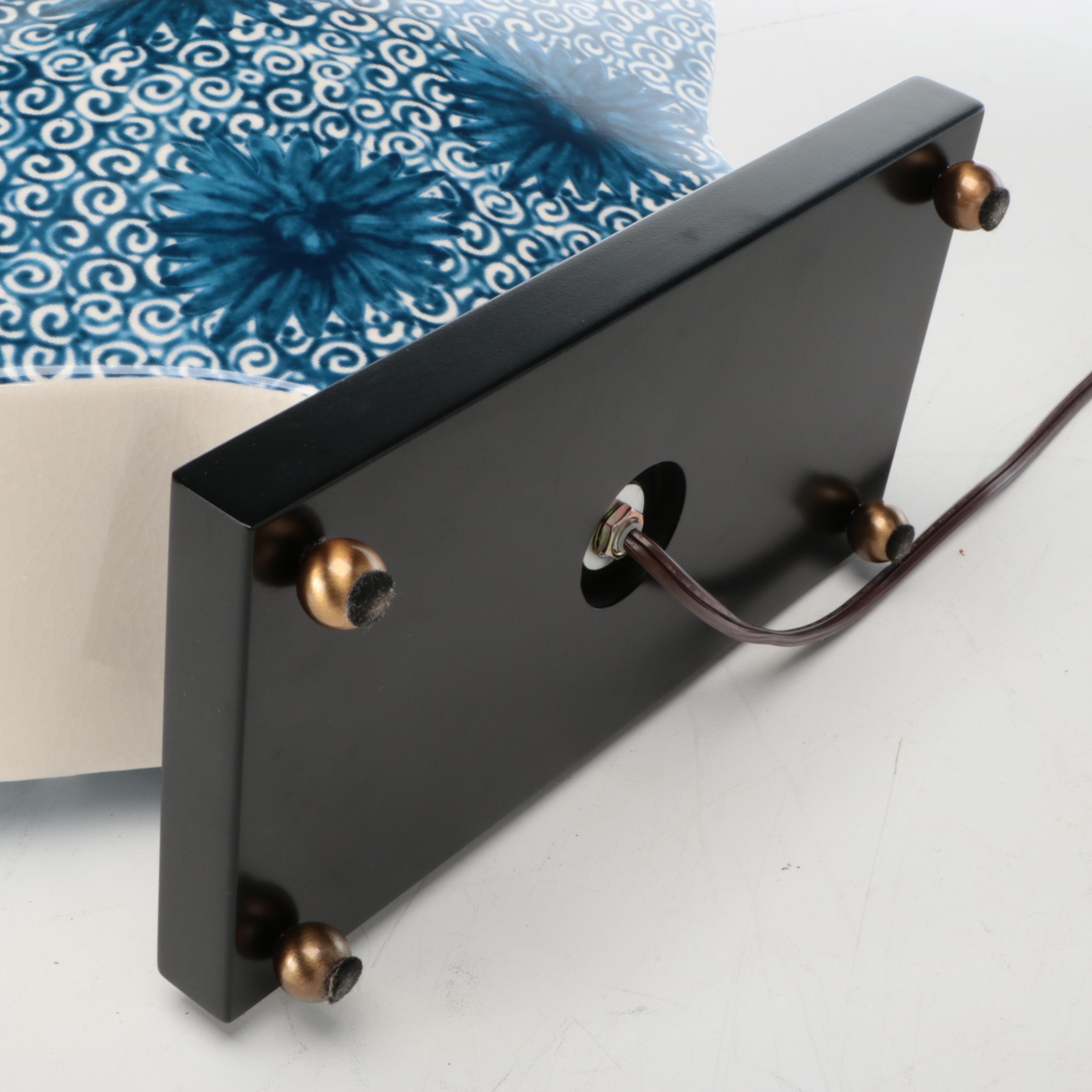 Williamsburg "Hannah" Blue and White Ceramic Table Lamp Pair with Drum Shades