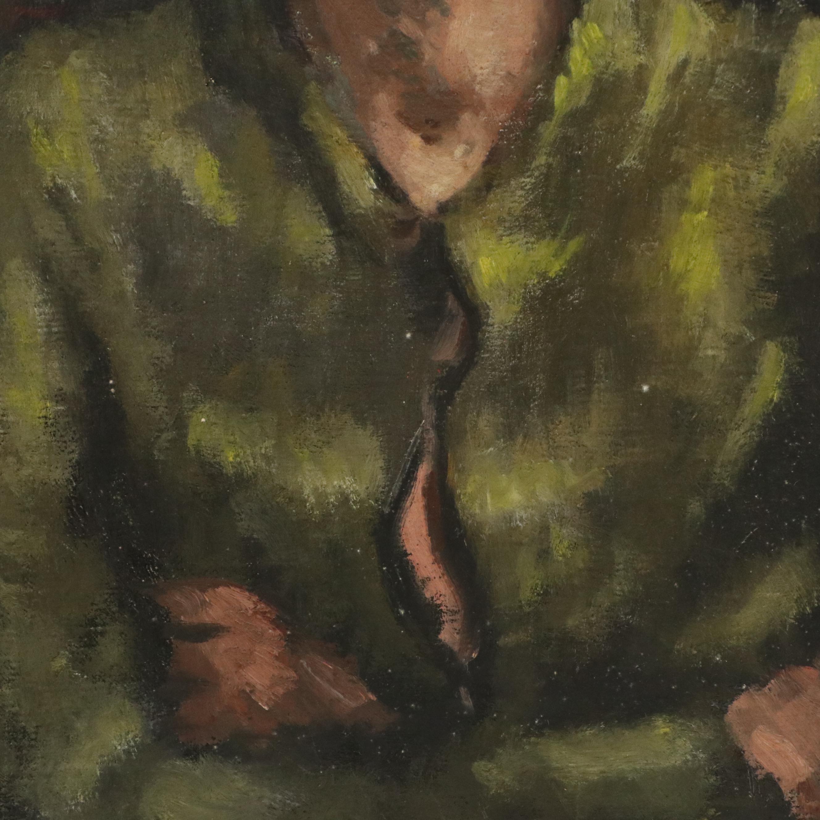 Harvey Shepard Portrait Oil Painting of Boy in Red Cap, Mid-20th Century