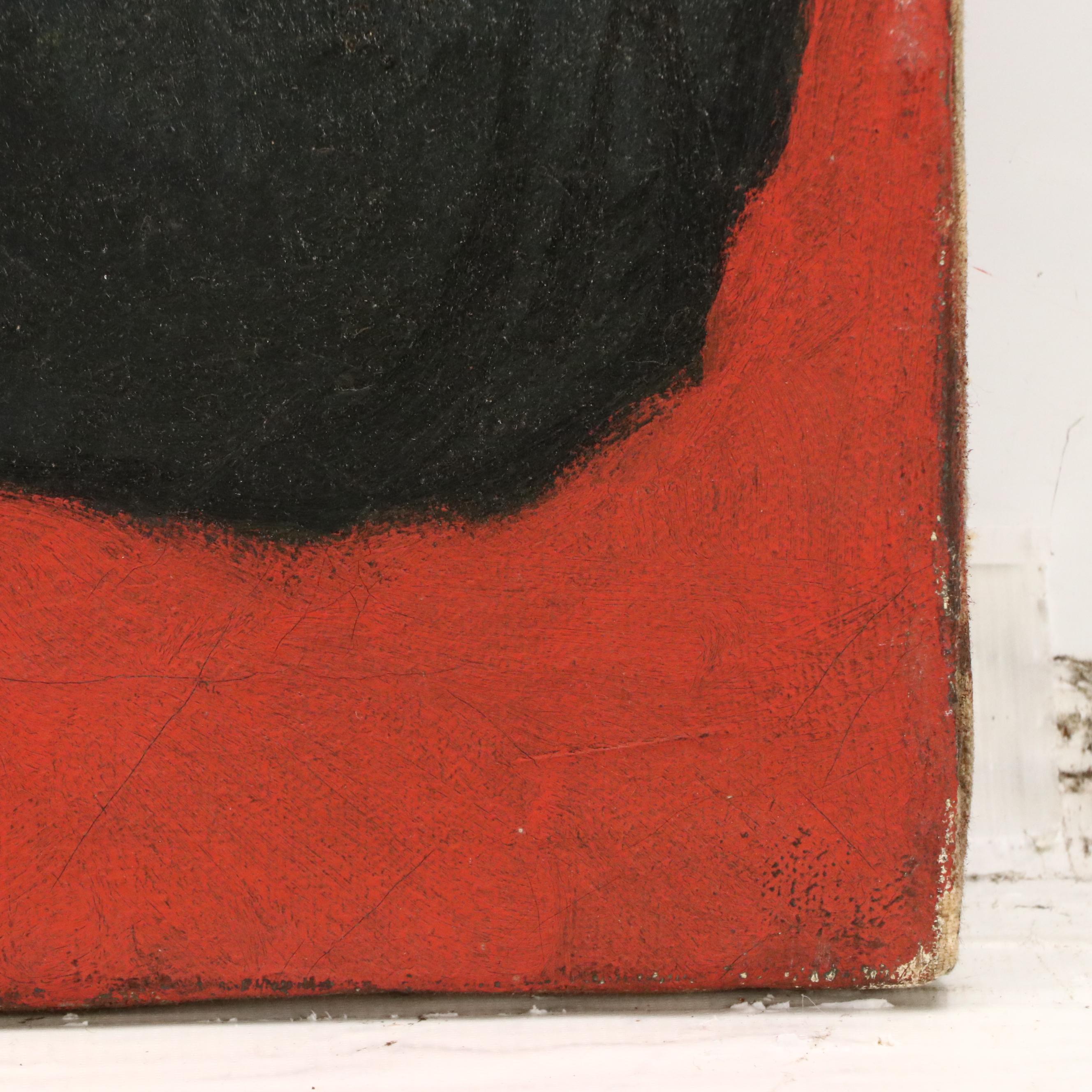 Harvey Shepard Oil Self Portrait with Paintbrush, Mid-20th Century