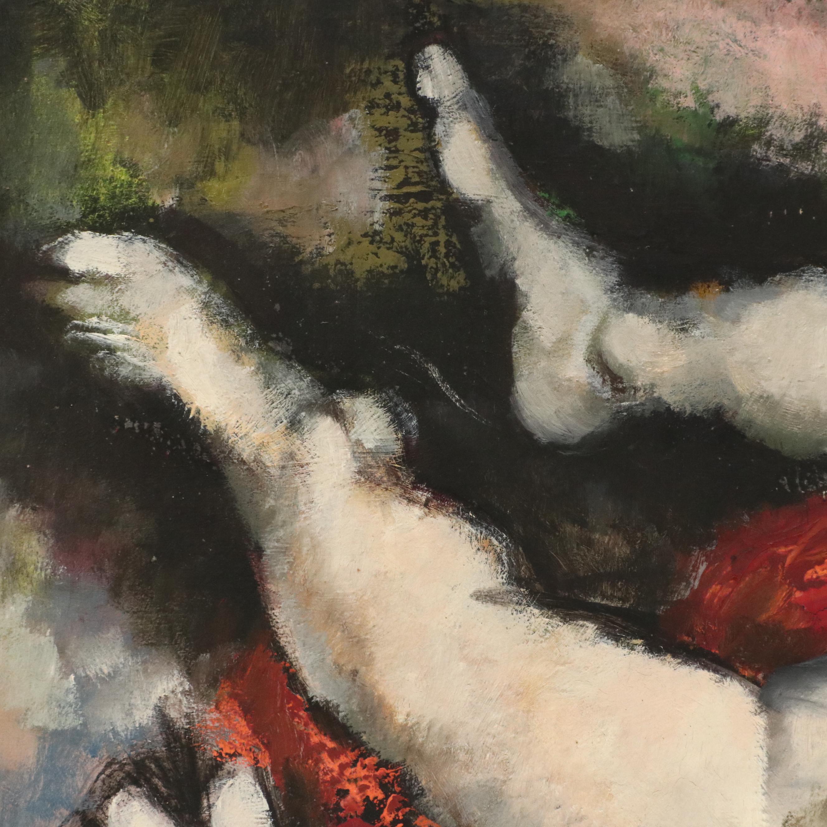 Harvey Shepard Figural Oil Painting of Stylized Man in Robe, Mid-20th Century