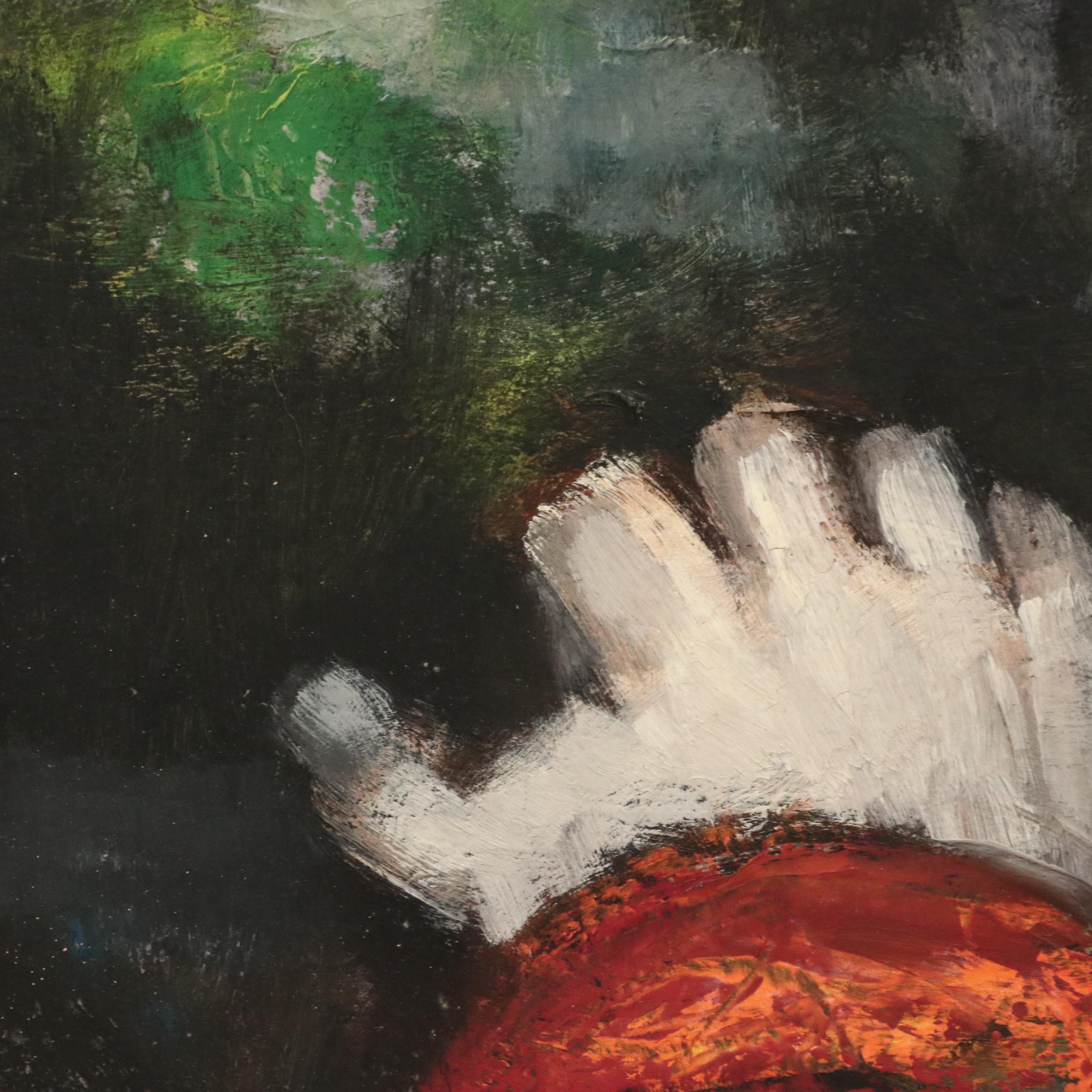 Harvey Shepard Figural Oil Painting of Stylized Man in Robe, Mid-20th Century