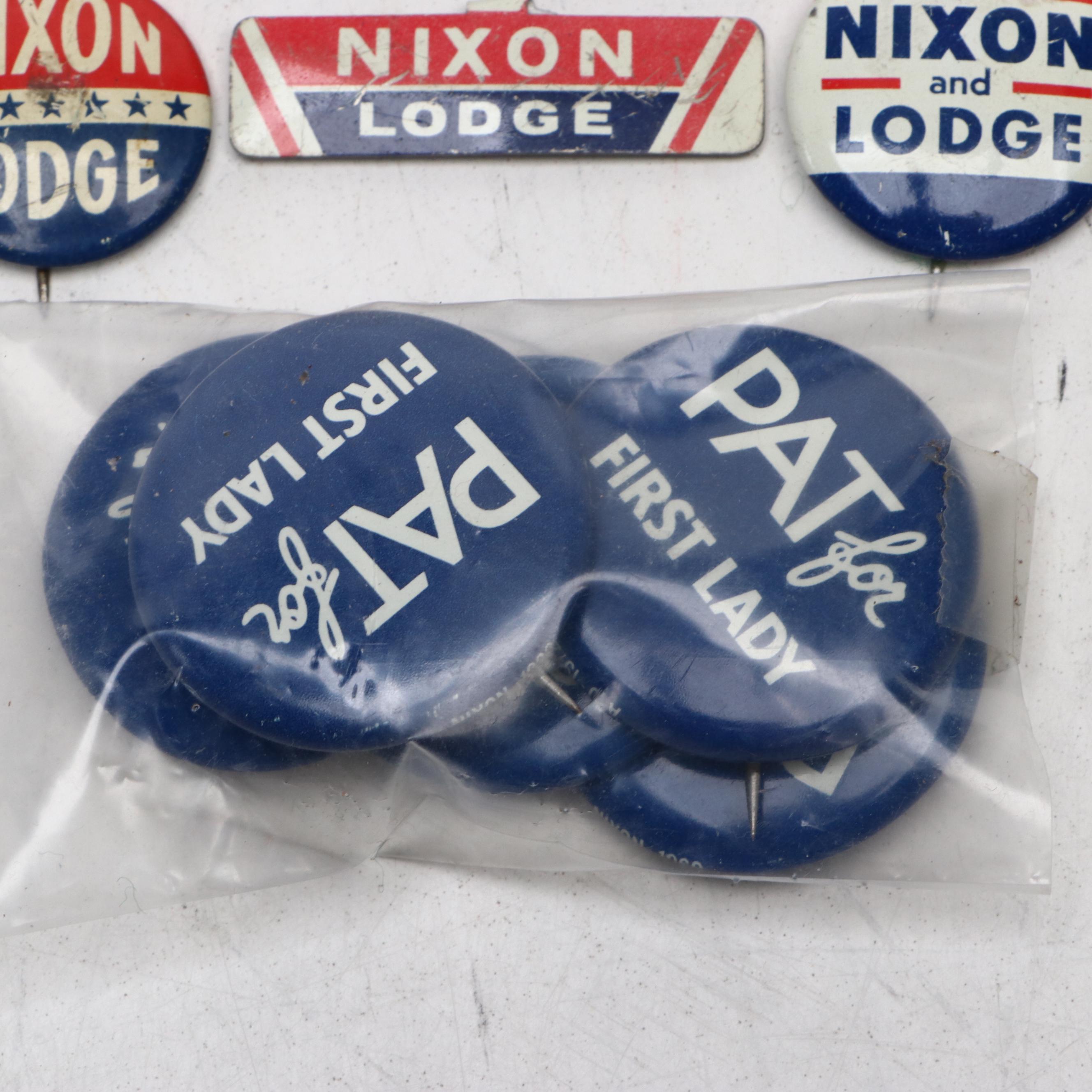 Richard Nixon and Henry Cabot Lodge Political Campaign Buttons and Tabs, 1960