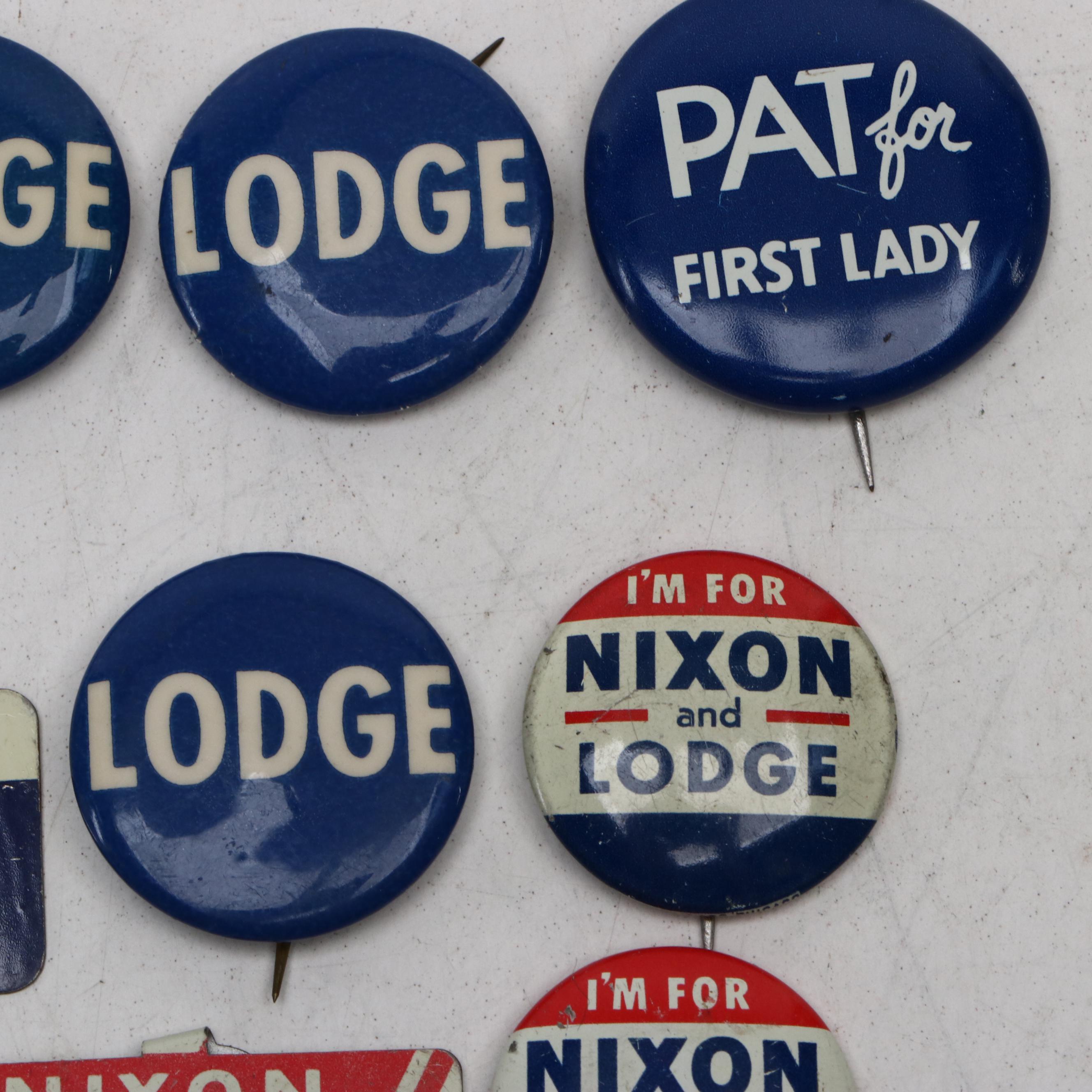Richard Nixon and Henry Cabot Lodge Political Campaign Buttons and Tabs, 1960