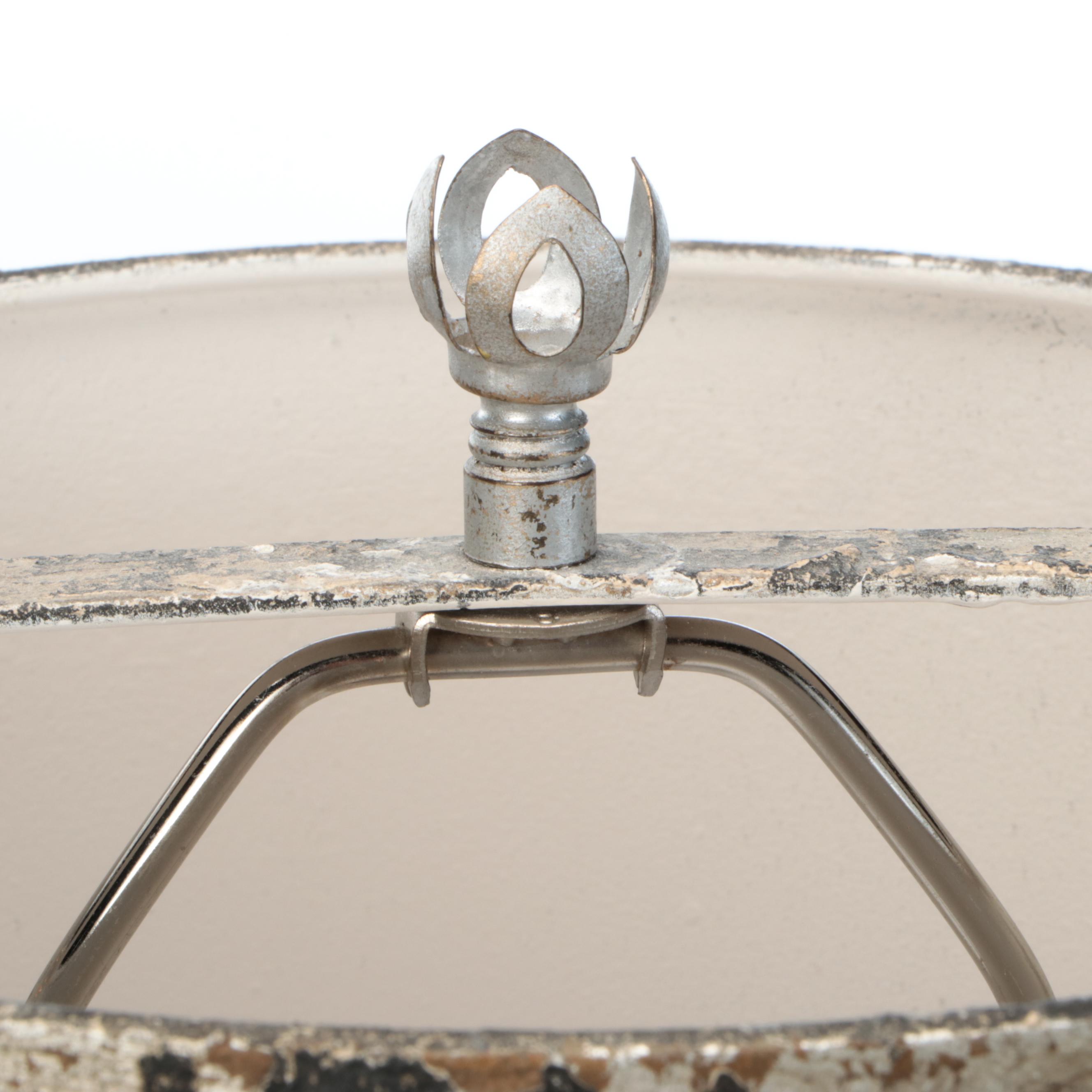 Gold Finish on Plaster Table Lamp with Distressed Black Shade