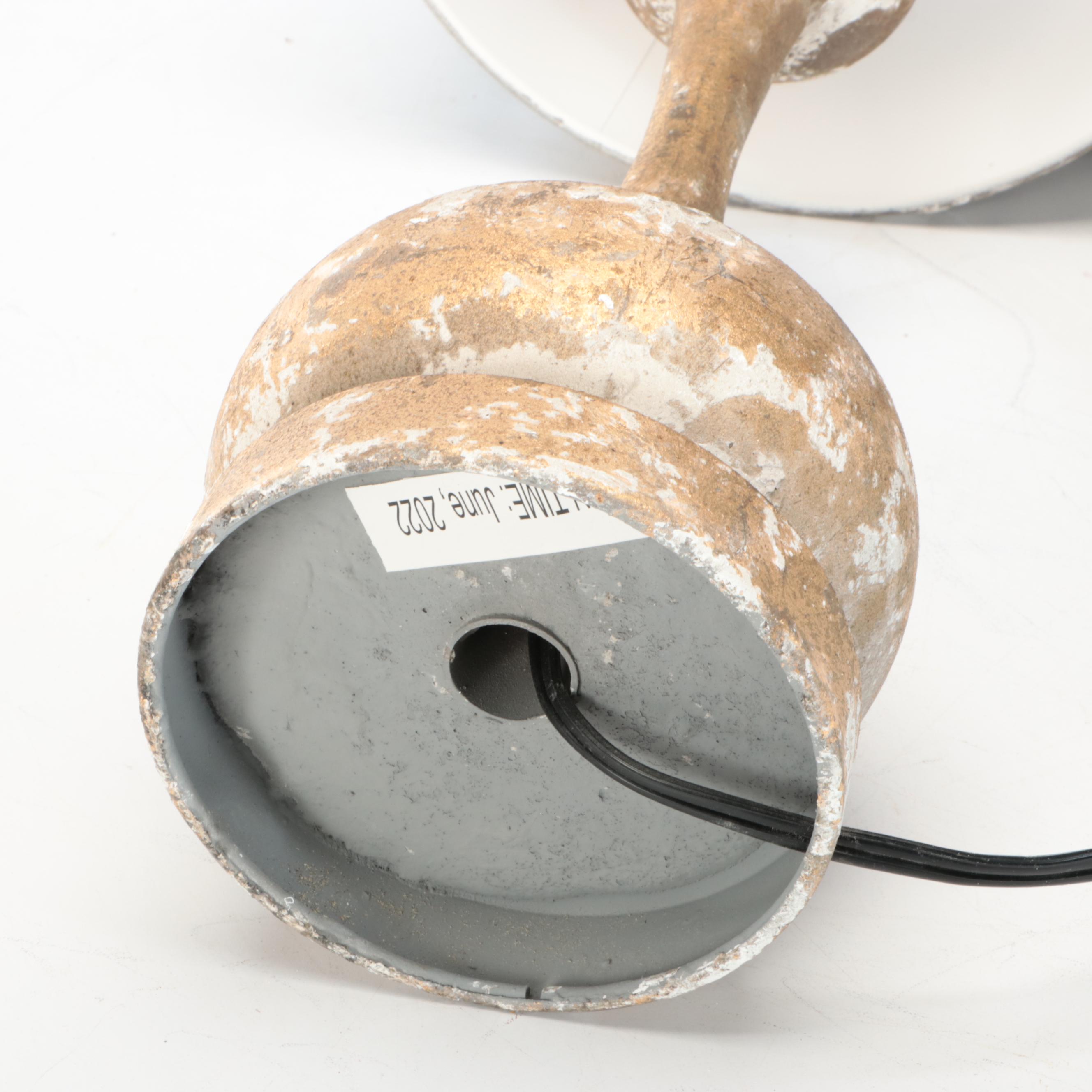 Gold Finish on Plaster Table Lamp with Distressed Black Shade