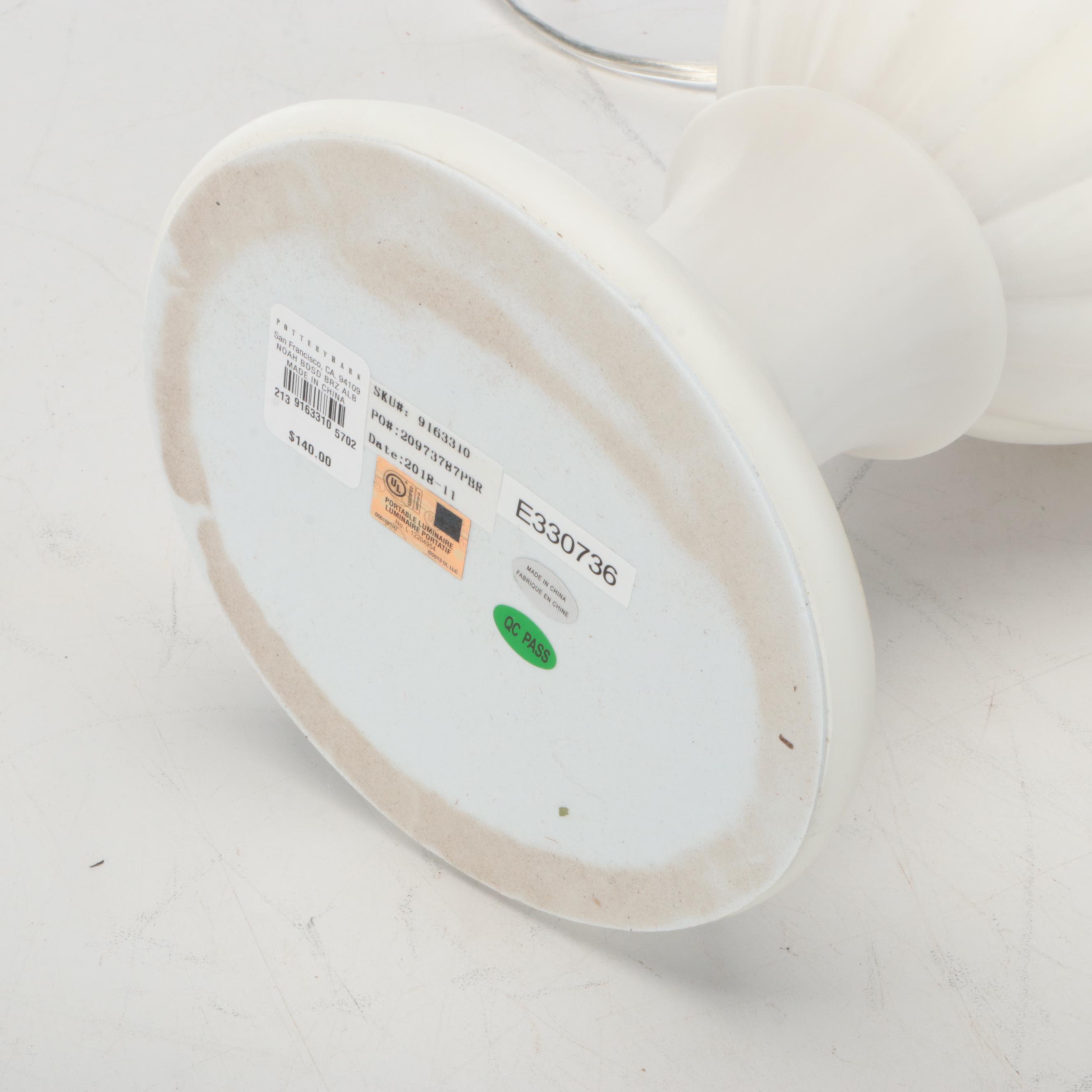 Pottery Barn "Noah" Faux Alabaster Table Lamp with Drum Shade