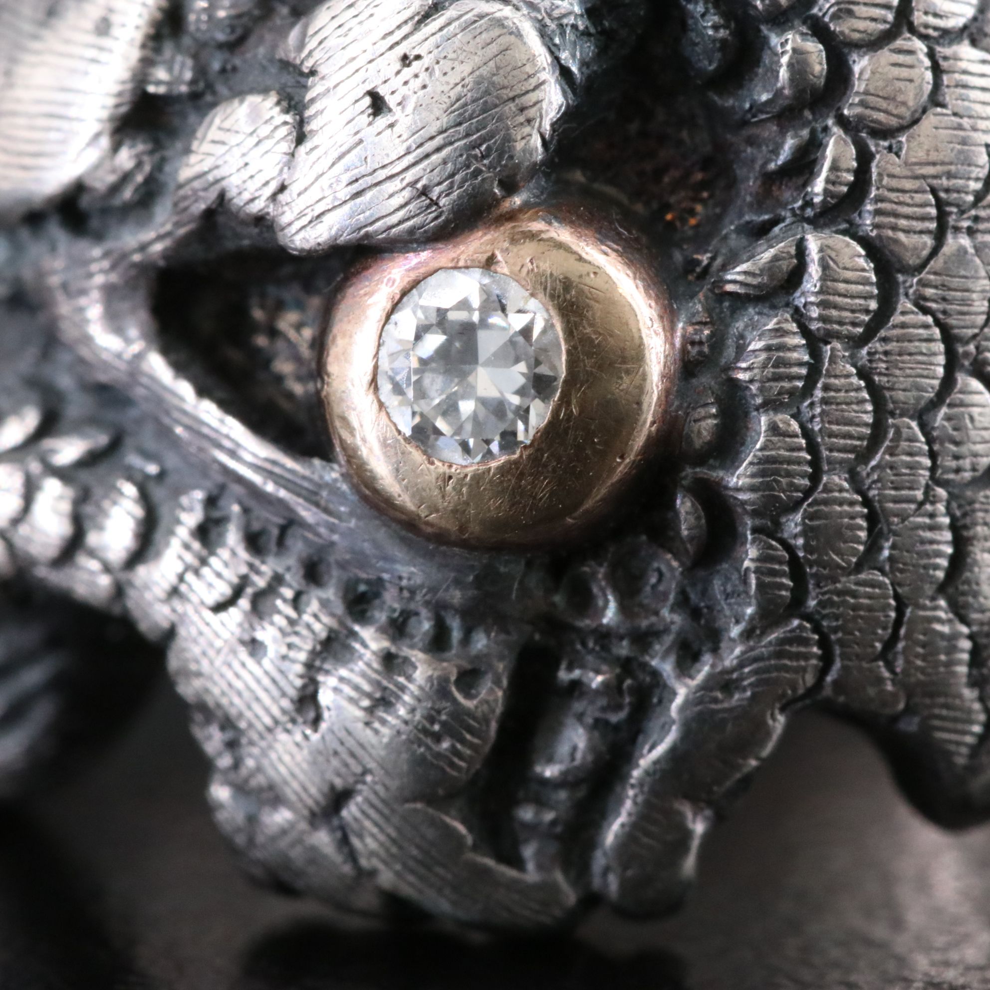 Sterling 0.09 CT Diamond Accented Dragon Ring with 10K Accent