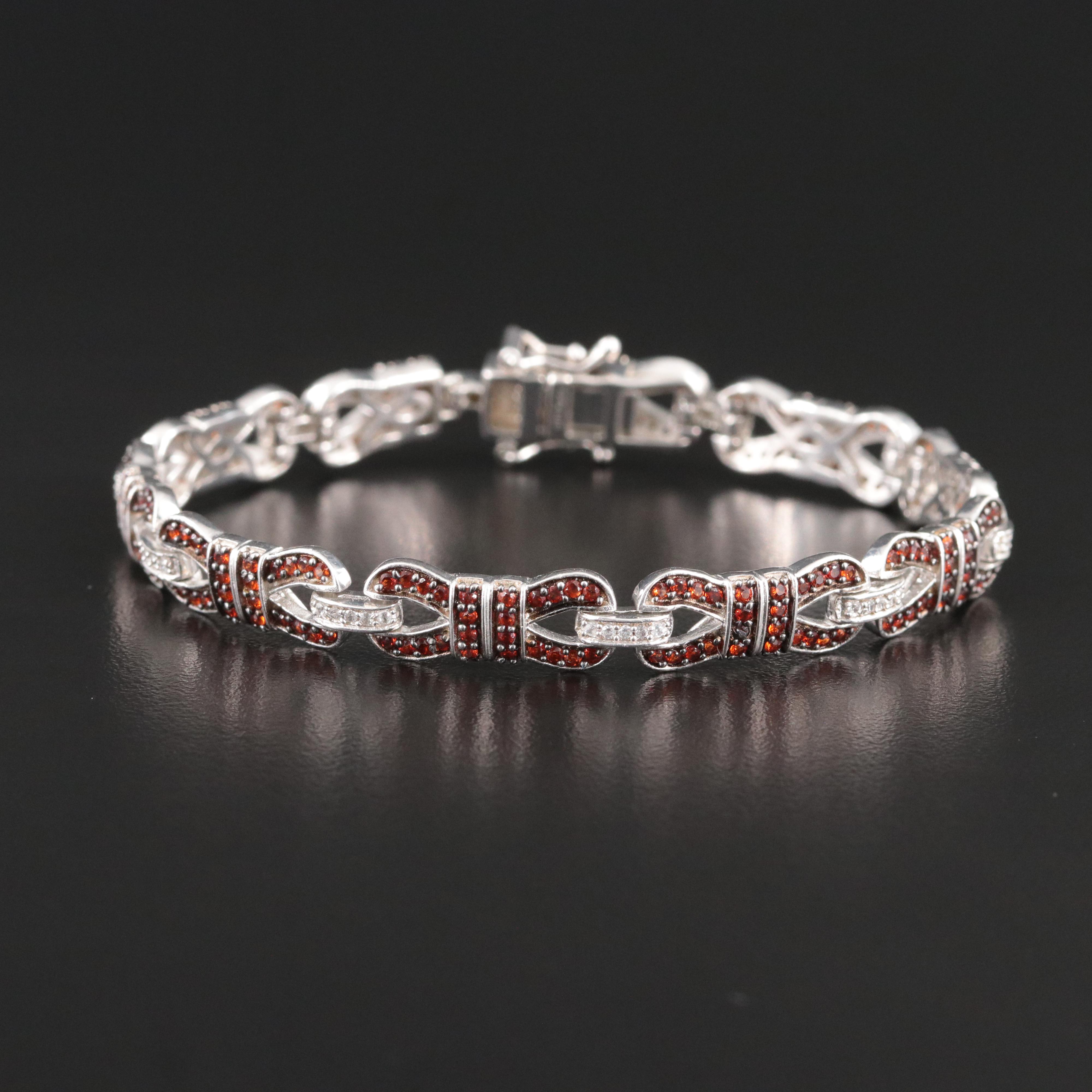 Garnet and White Zircon Bracelet