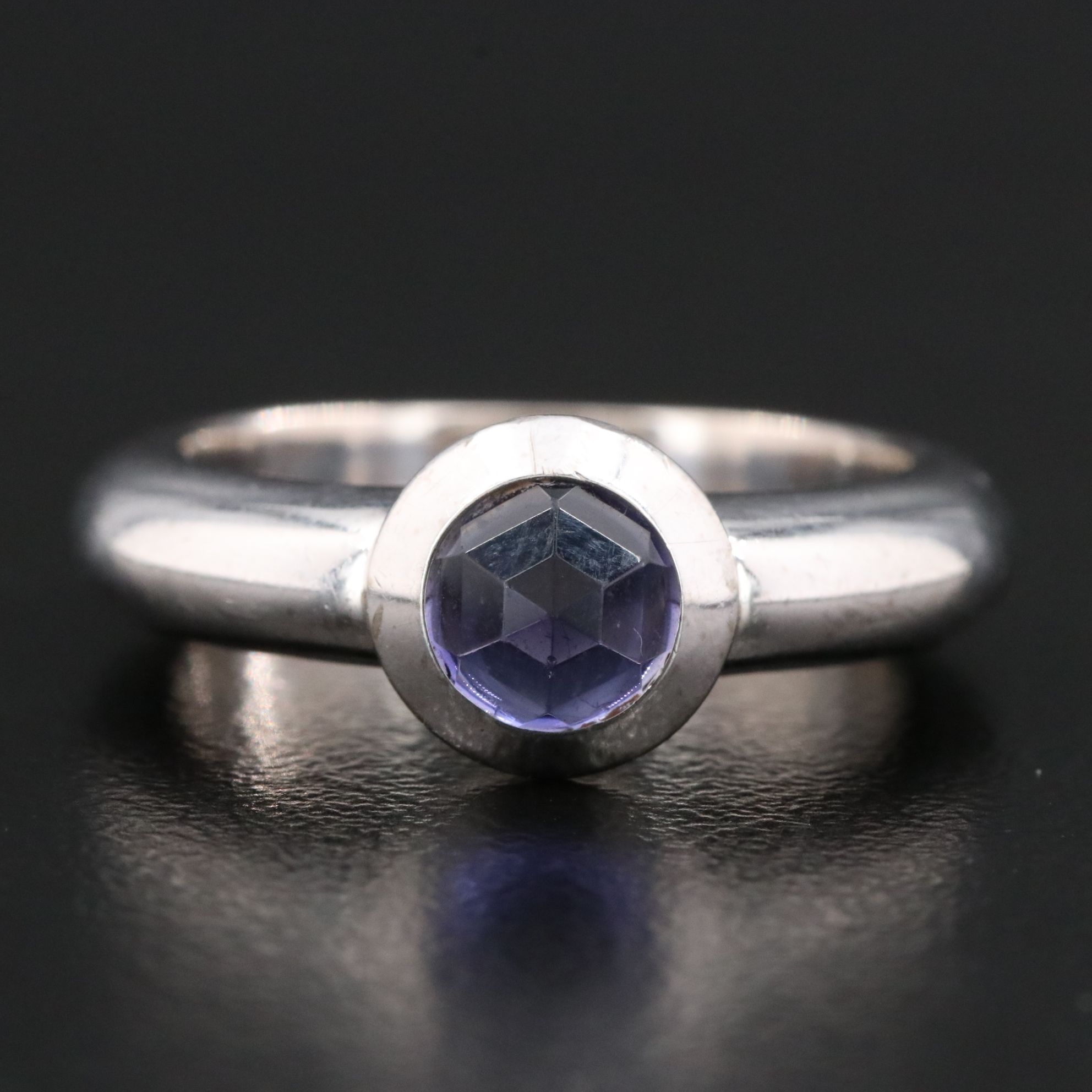 Tiffany & Co. 18K Iolite Bullet Faceted Solitaire Ring
