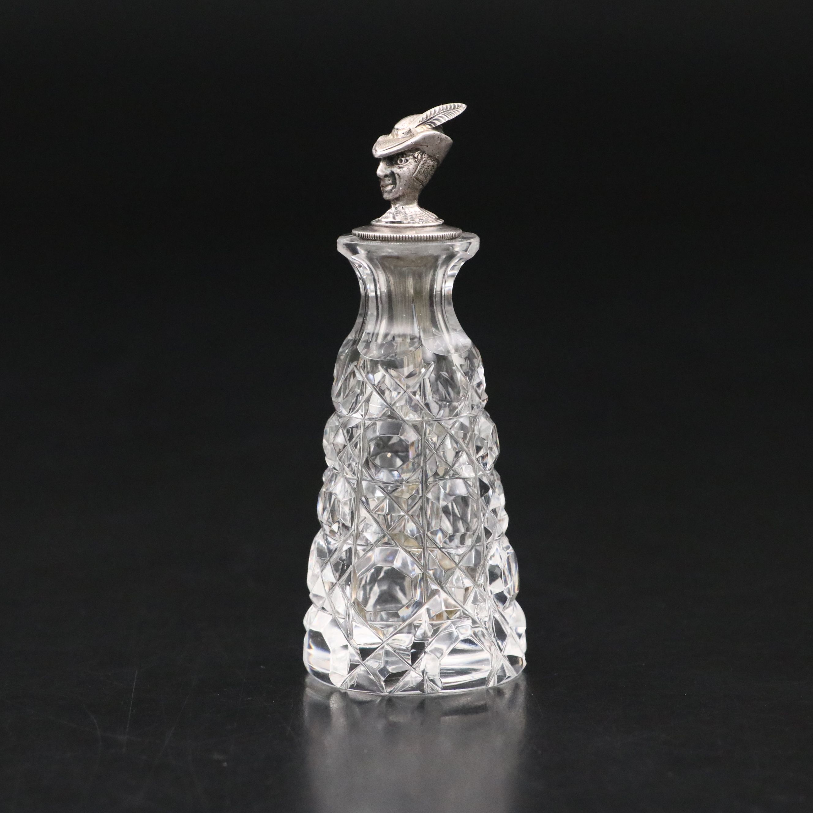 English Sterling Silver and Cut Glass Cayenne Pepper Bottle, 1909