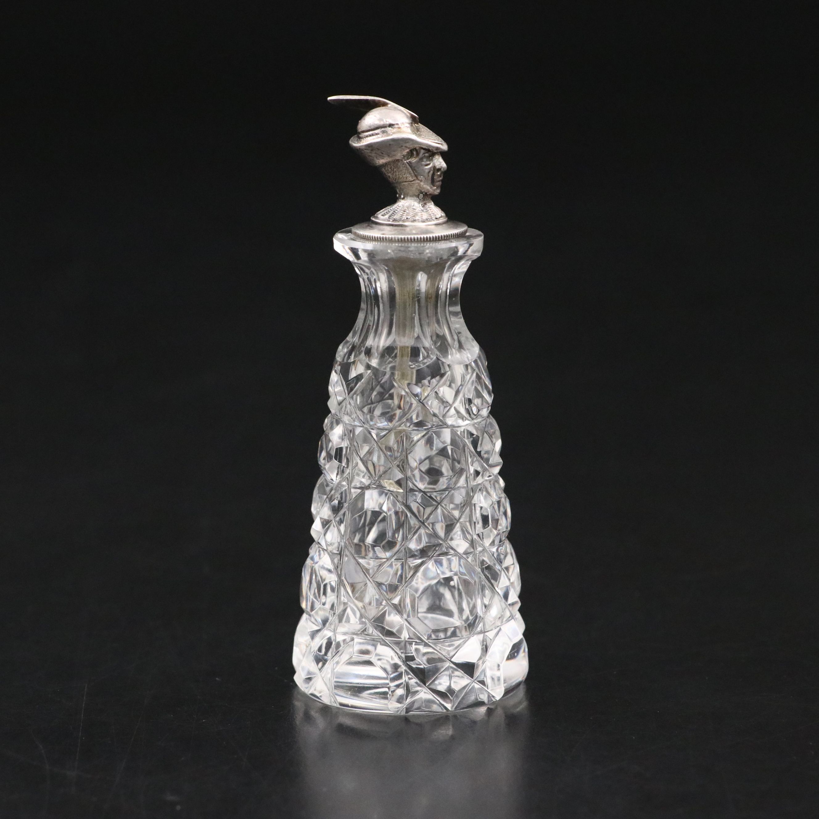 English Sterling Silver and Cut Glass Cayenne Pepper Bottle, 1909
