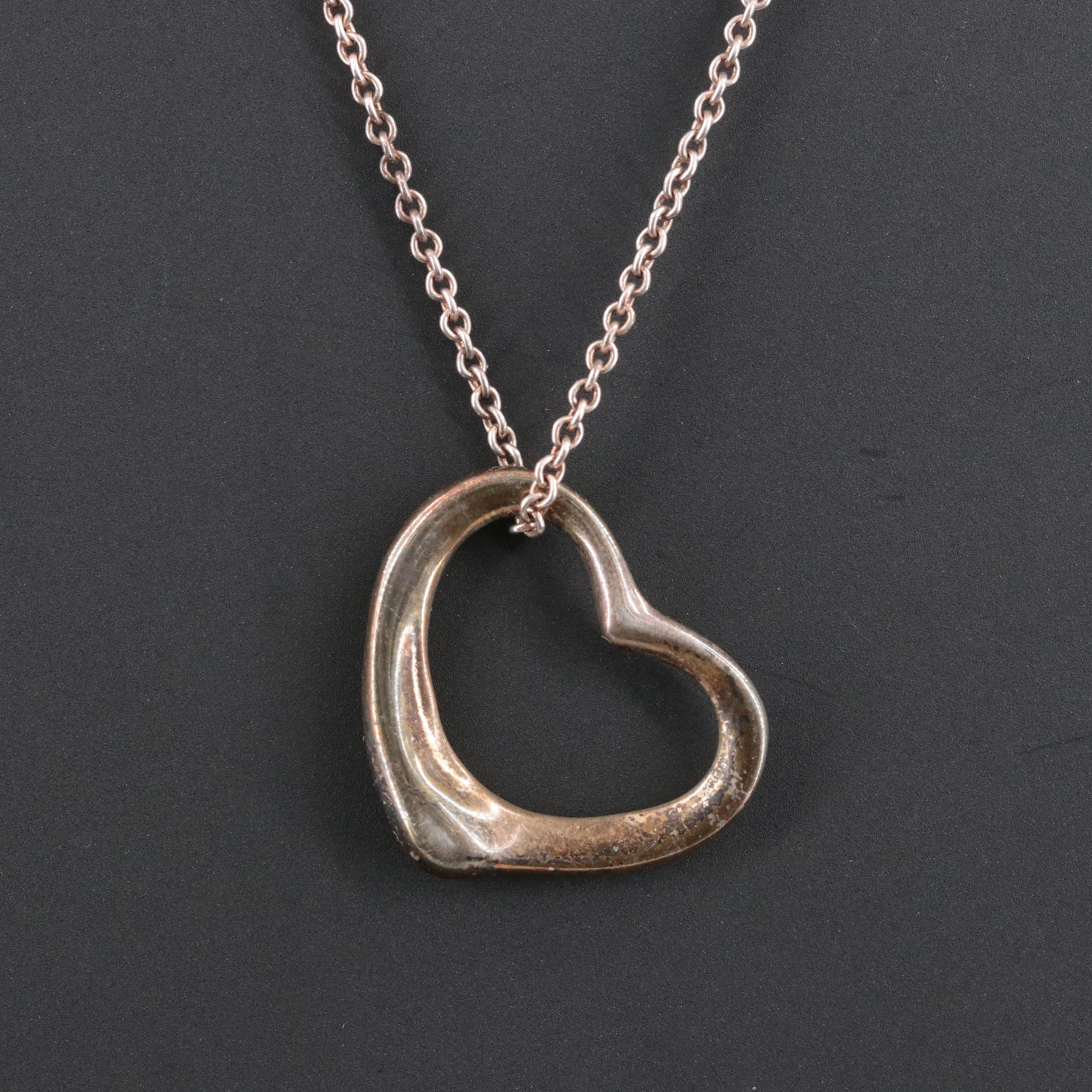 Elsa Peretti for Tiffany & Co. Open Heart Sterling Pendant Necklace