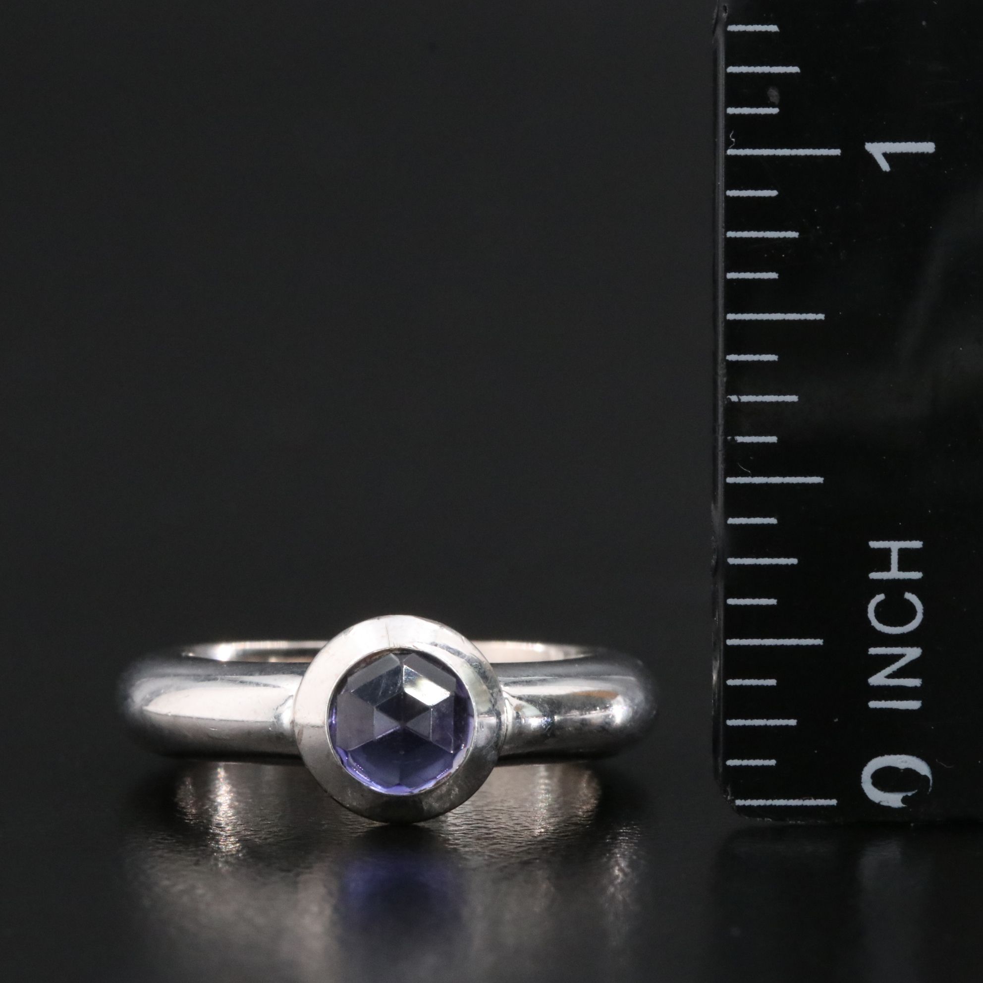 Tiffany & Co. 18K Iolite Bullet Faceted Solitaire Ring