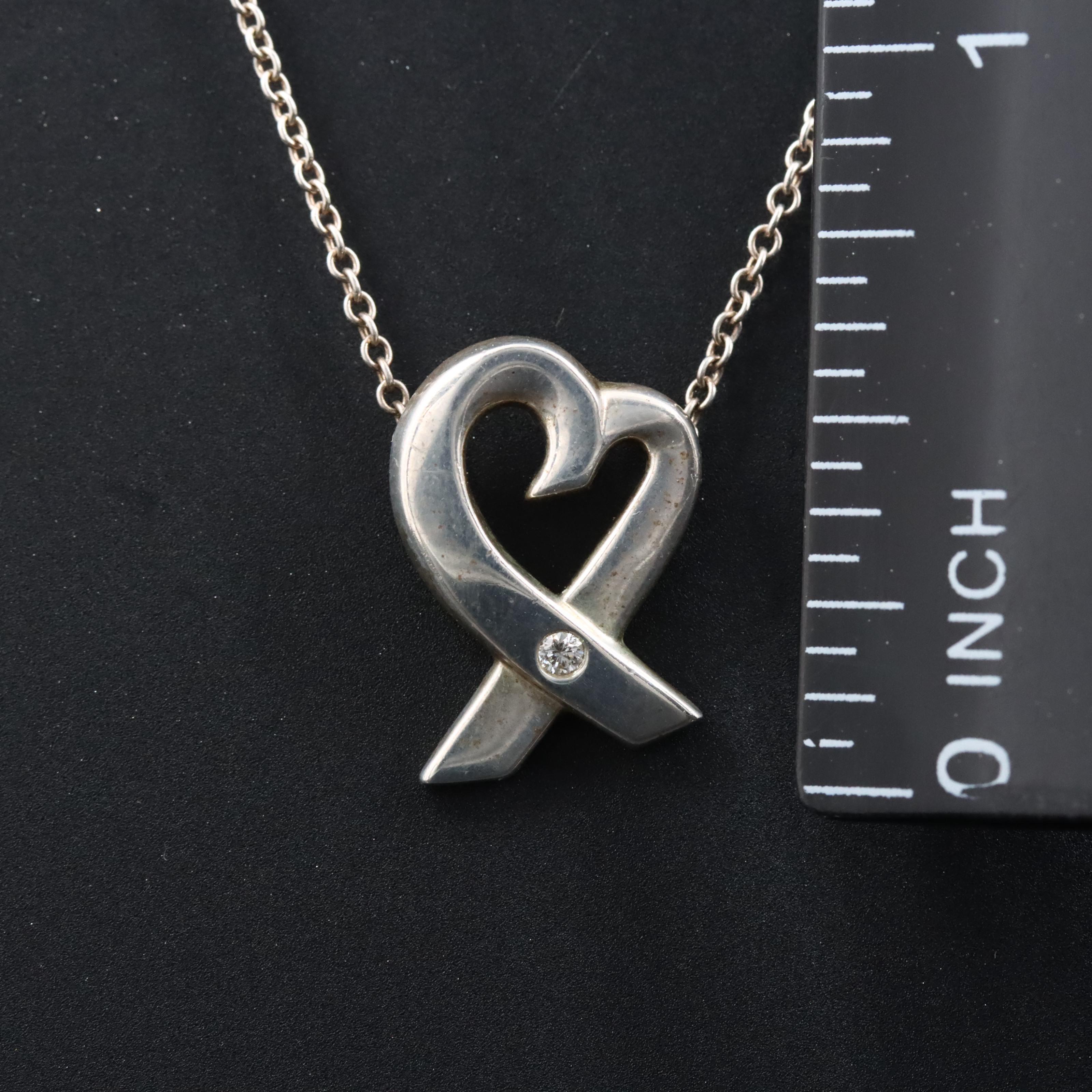 Paloma Picasso for Tiffany & Co. Loving Heart Sterling Diamond Necklace