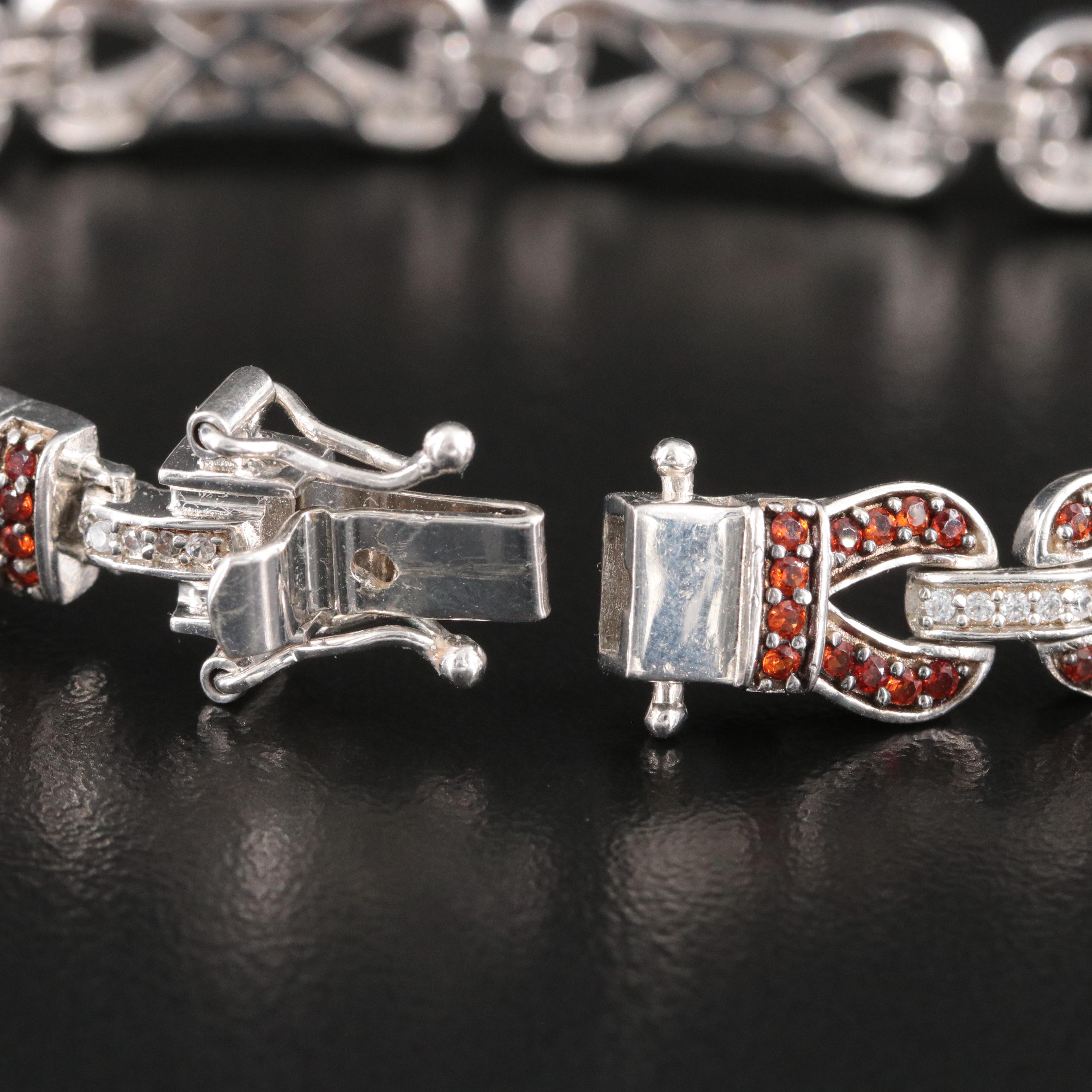 Garnet and White Zircon Bracelet