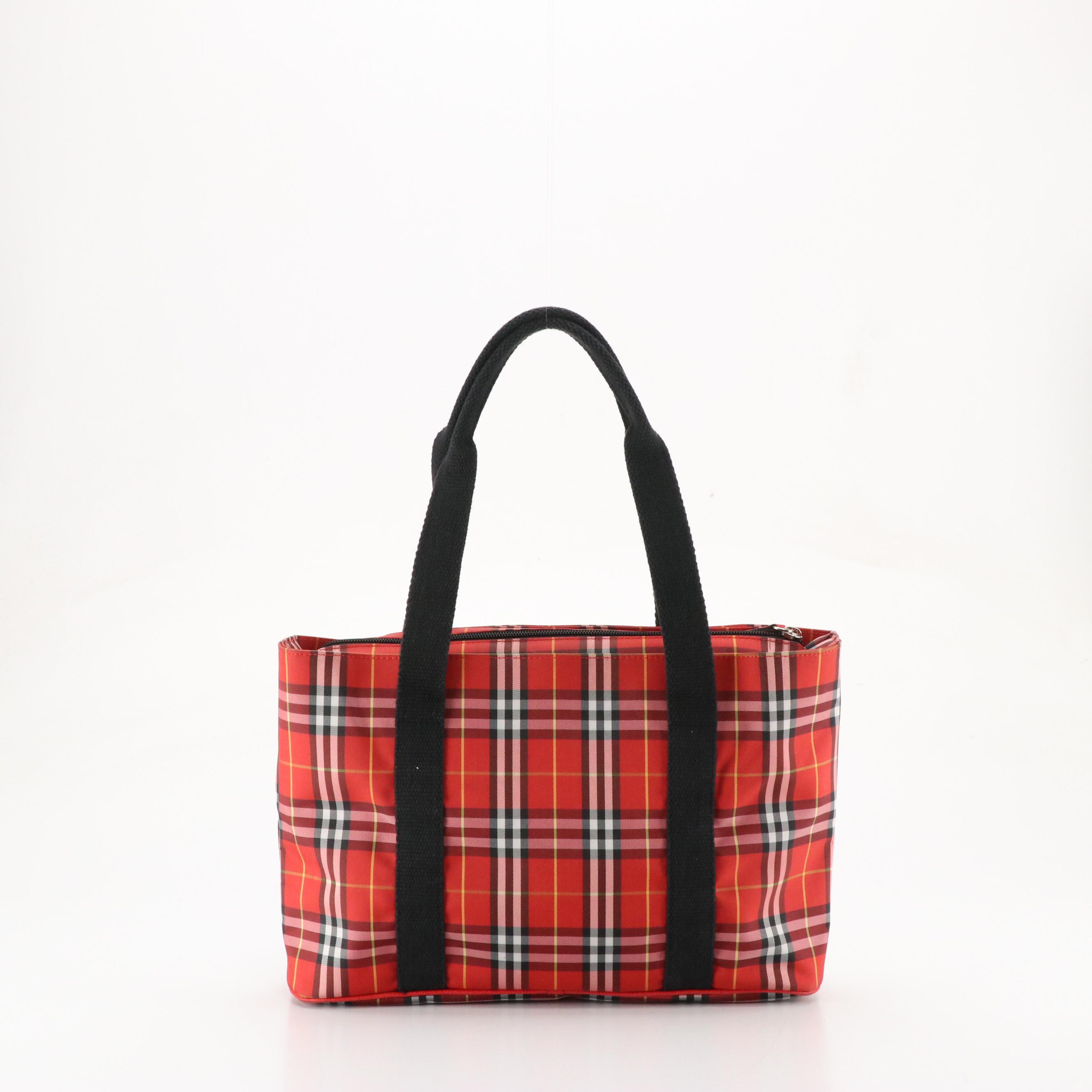 Burberry Shoulder Bag in Red and Black Nova Check Nylon