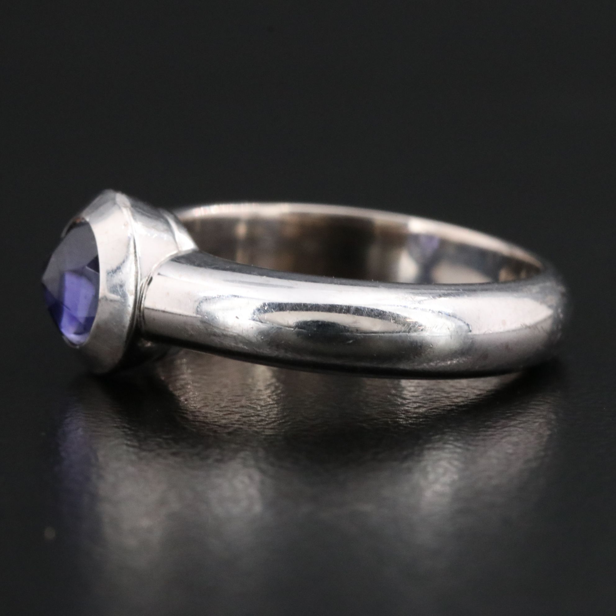 Tiffany & Co. 18K Iolite Bullet Faceted Solitaire Ring