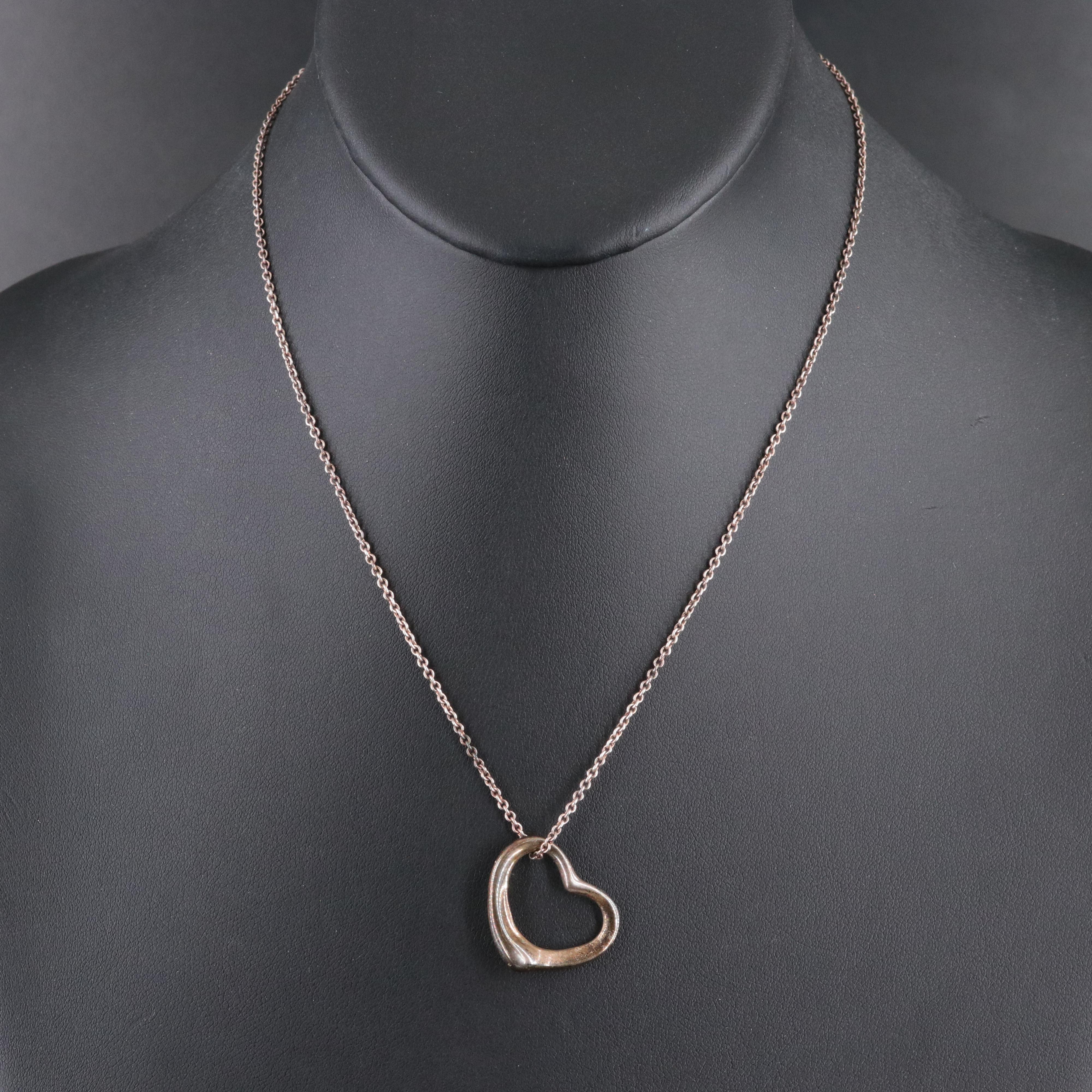 Elsa Peretti for Tiffany & Co. Open Heart Sterling Pendant Necklace
