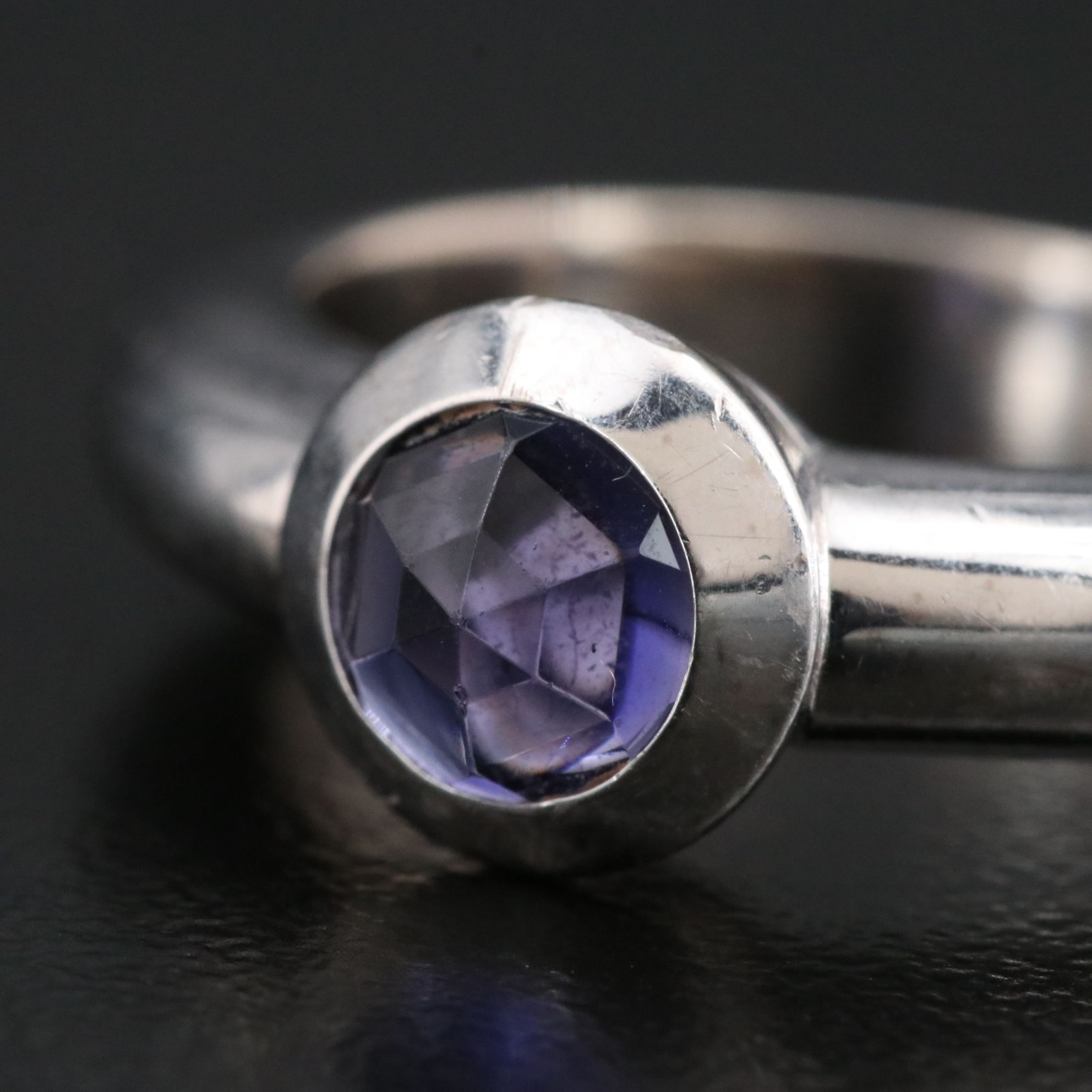 Tiffany & Co. 18K Iolite Bullet Faceted Solitaire Ring