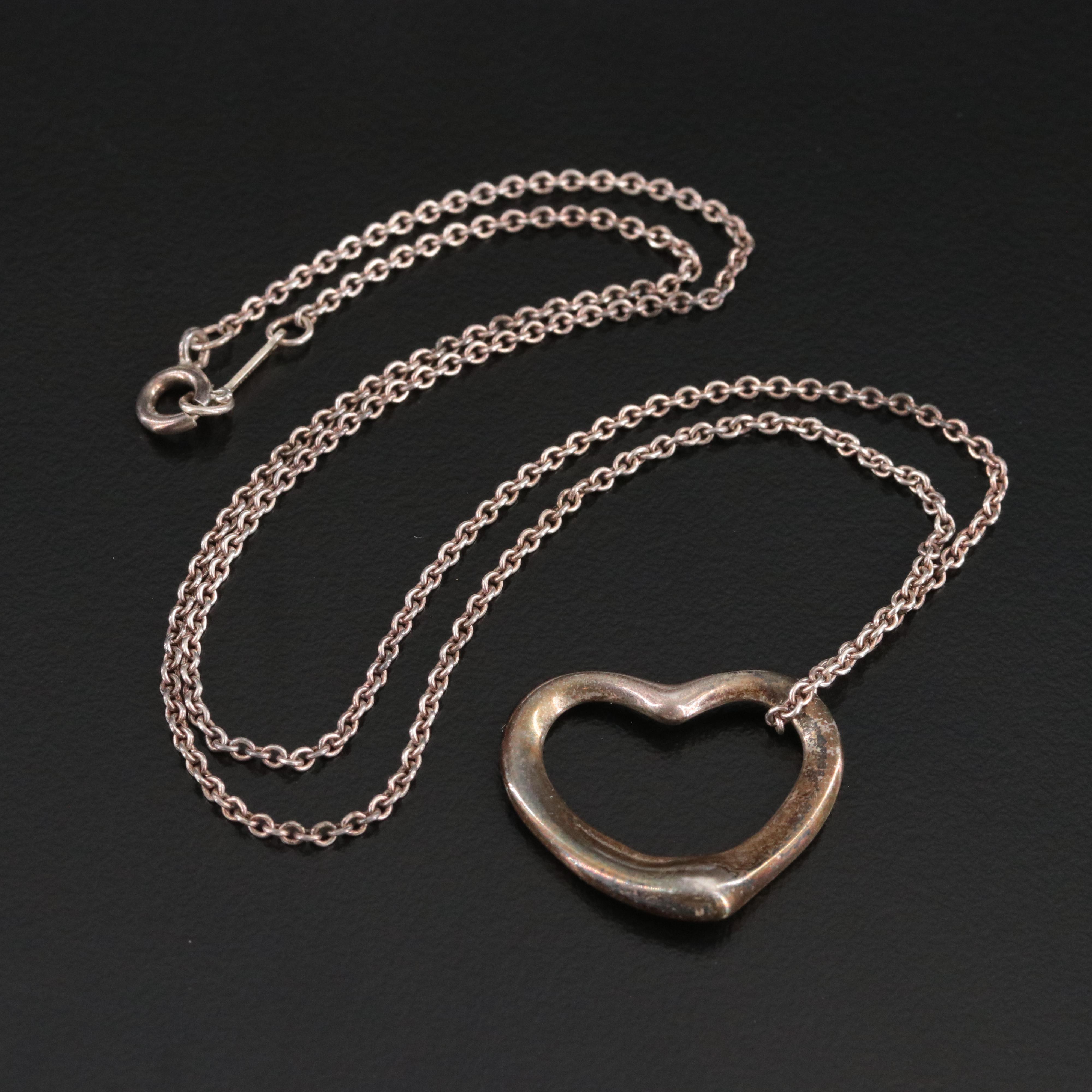 Elsa Peretti for Tiffany & Co. Open Heart Sterling Pendant Necklace