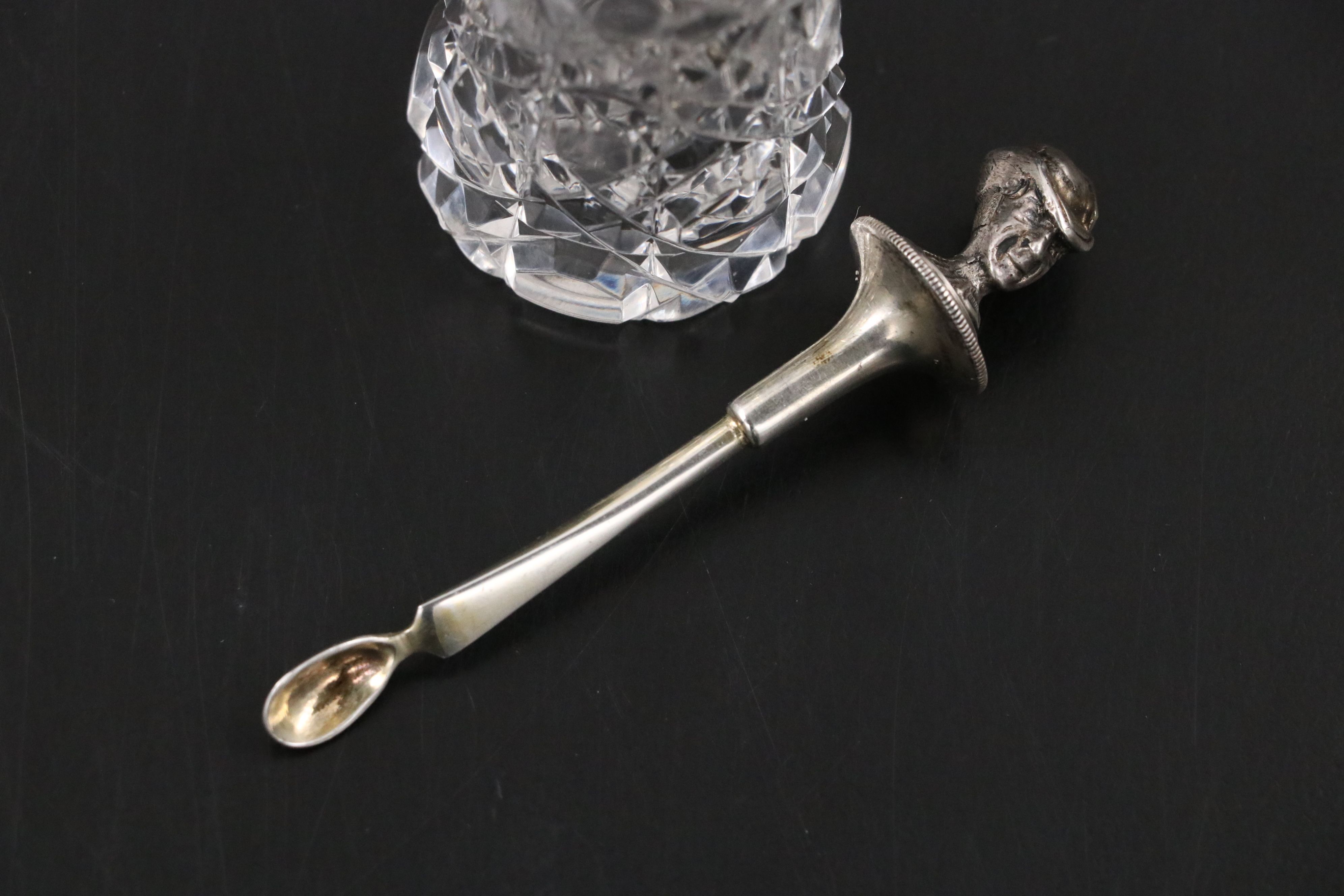 English Sterling Silver and Cut Glass Cayenne Pepper Bottle, 1909