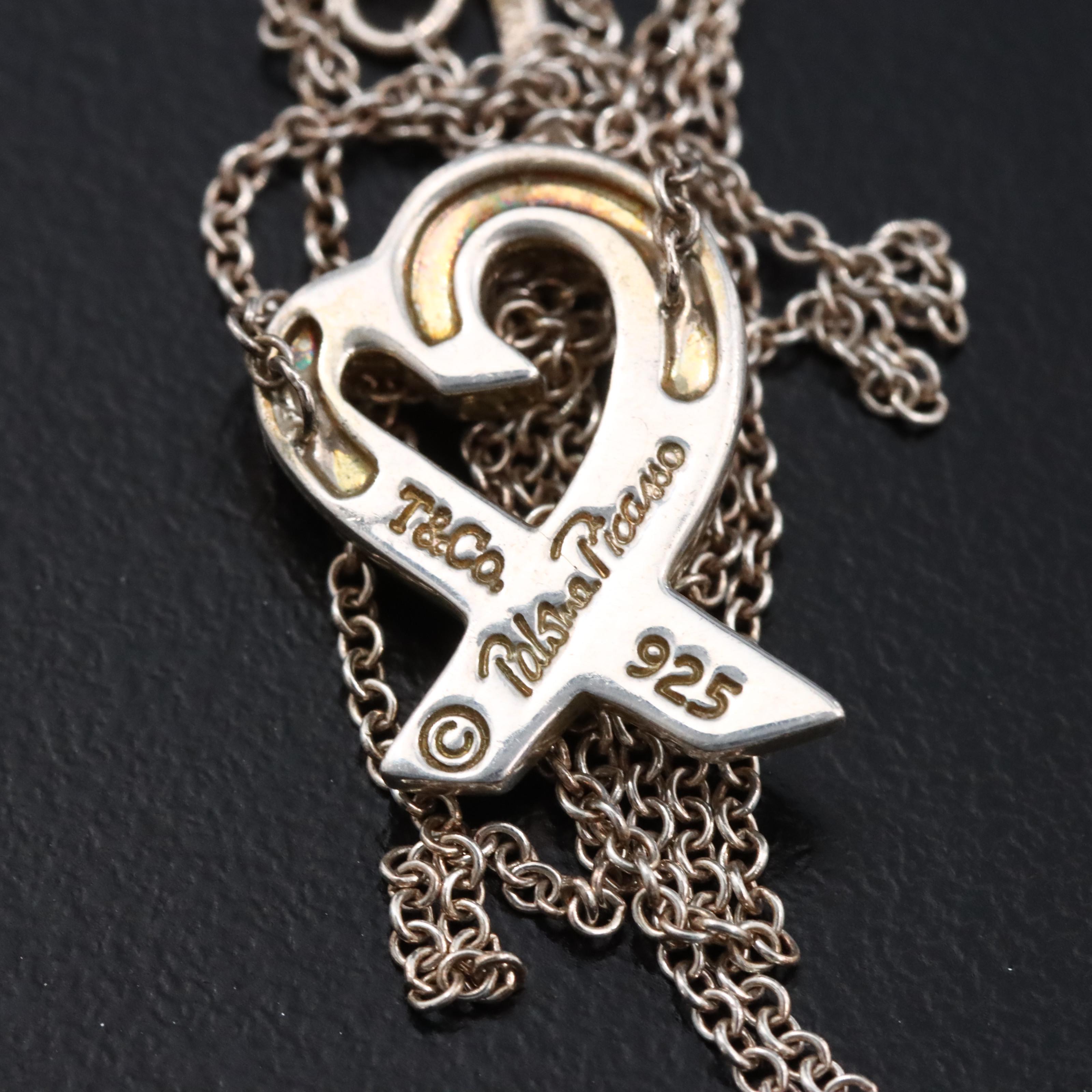 Paloma Picasso for Tiffany & Co. Loving Heart Sterling Diamond Necklace