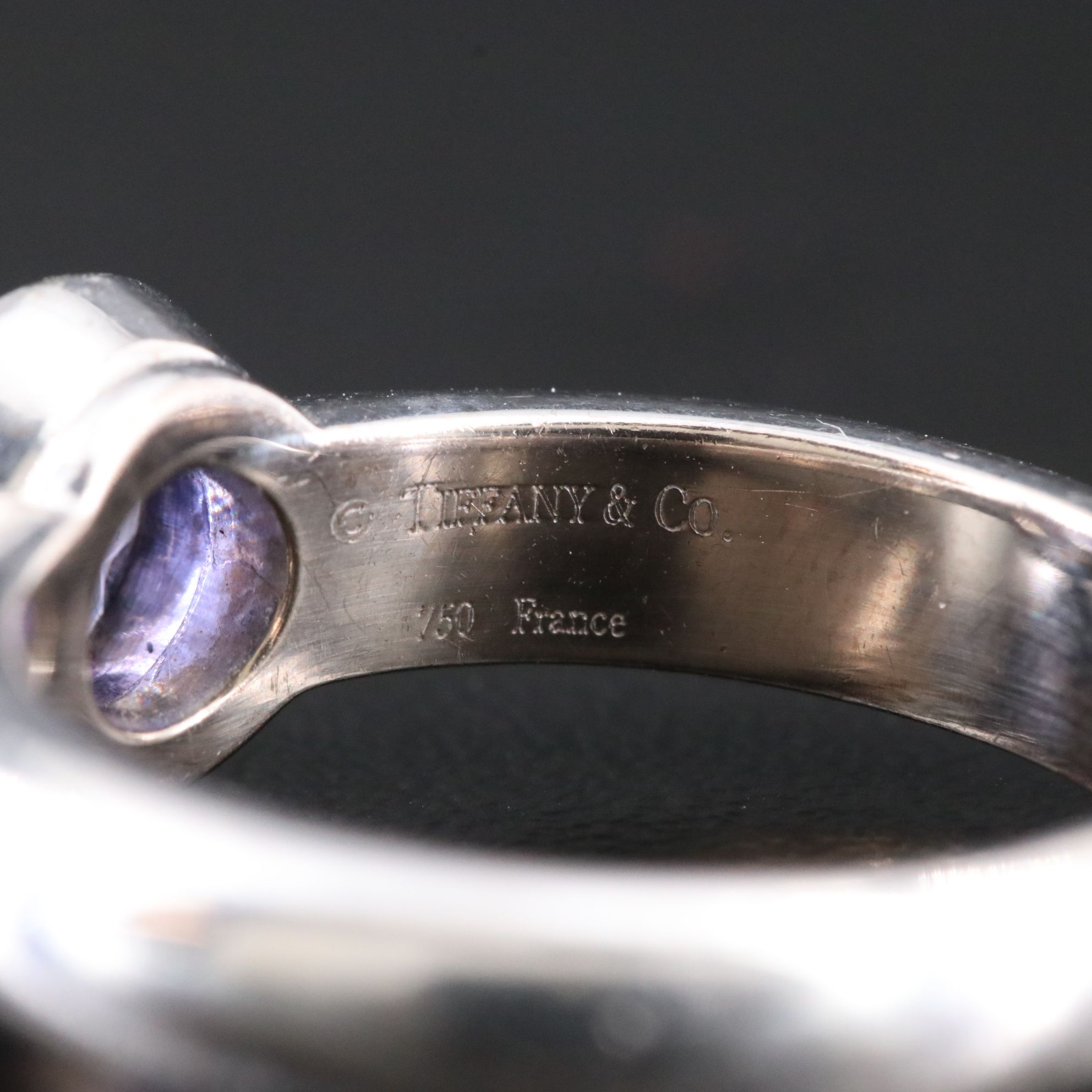 Tiffany & Co. 18K Iolite Bullet Faceted Solitaire Ring