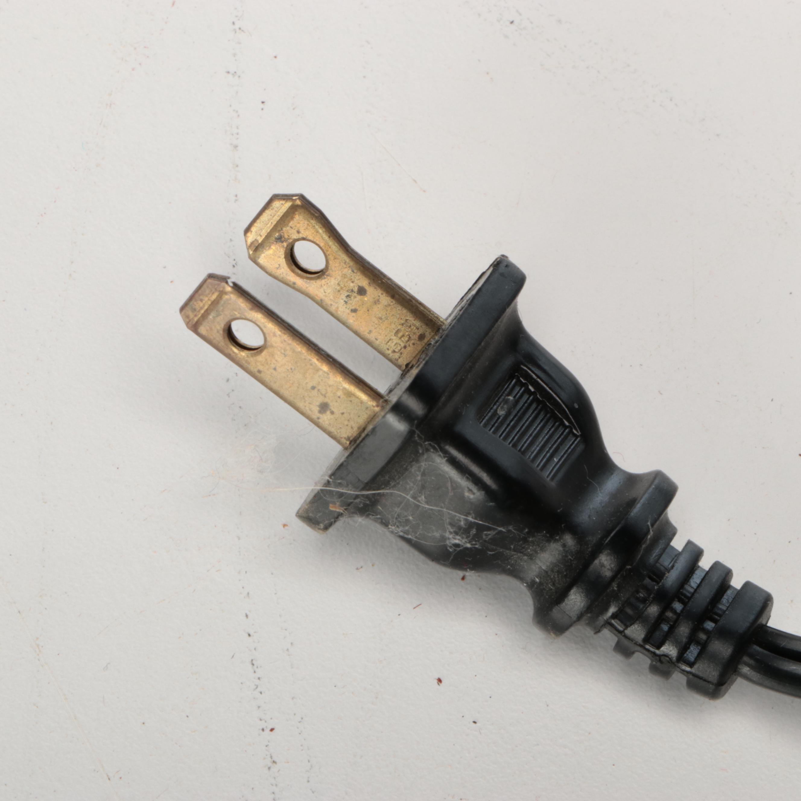 Italian Red and Gilt Toleware Candlestick Lamps with Silk-O-Lite Black Shades